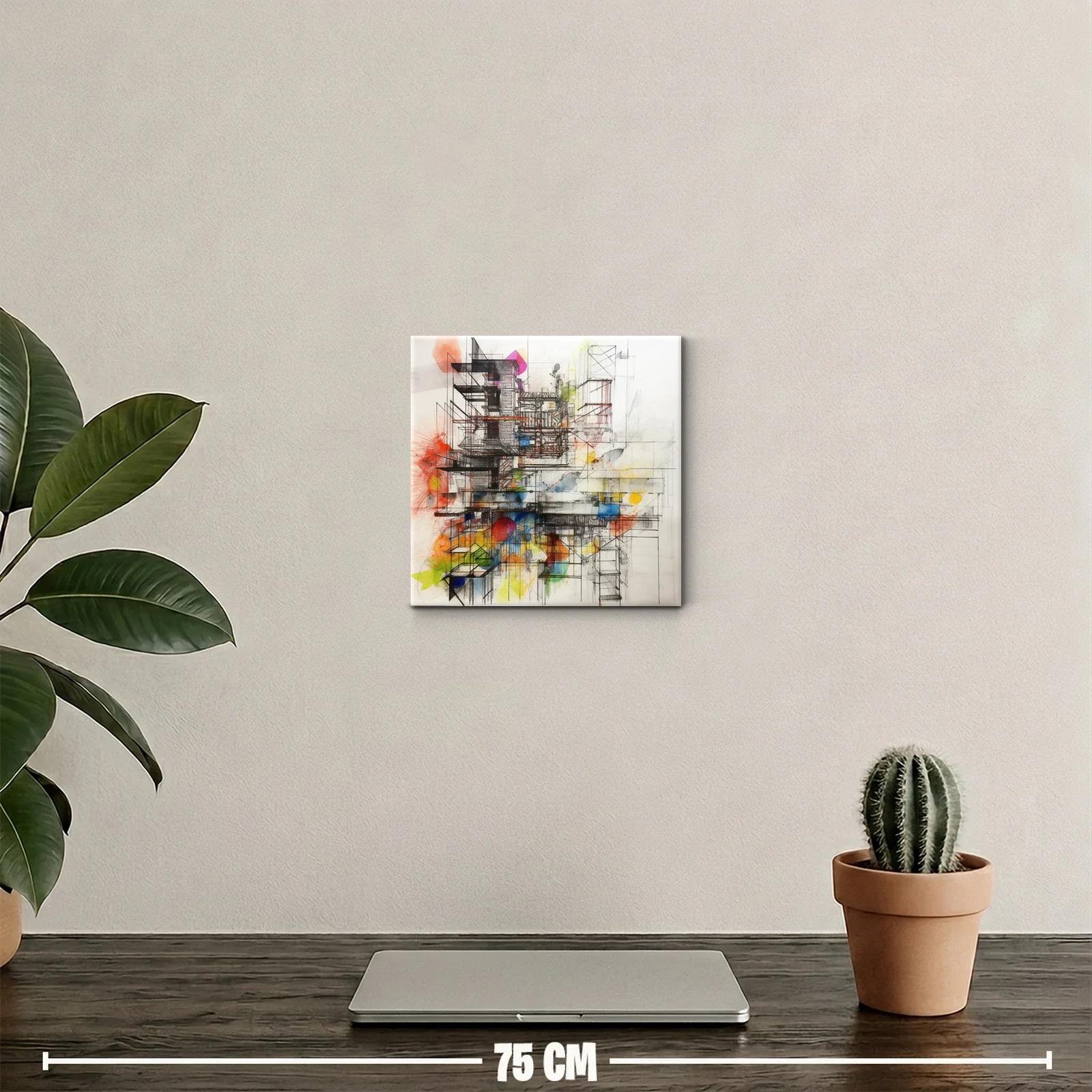 Composición arquitectónica con toques abstractos y colores vibrantes — miniatura 2