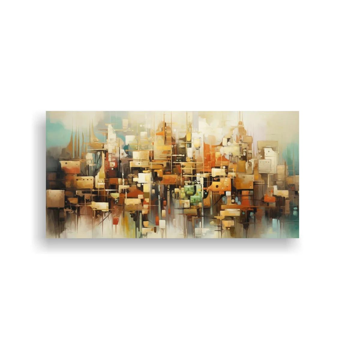 Cuadro ciudad abstracta con skyline geométrico — imagen principal