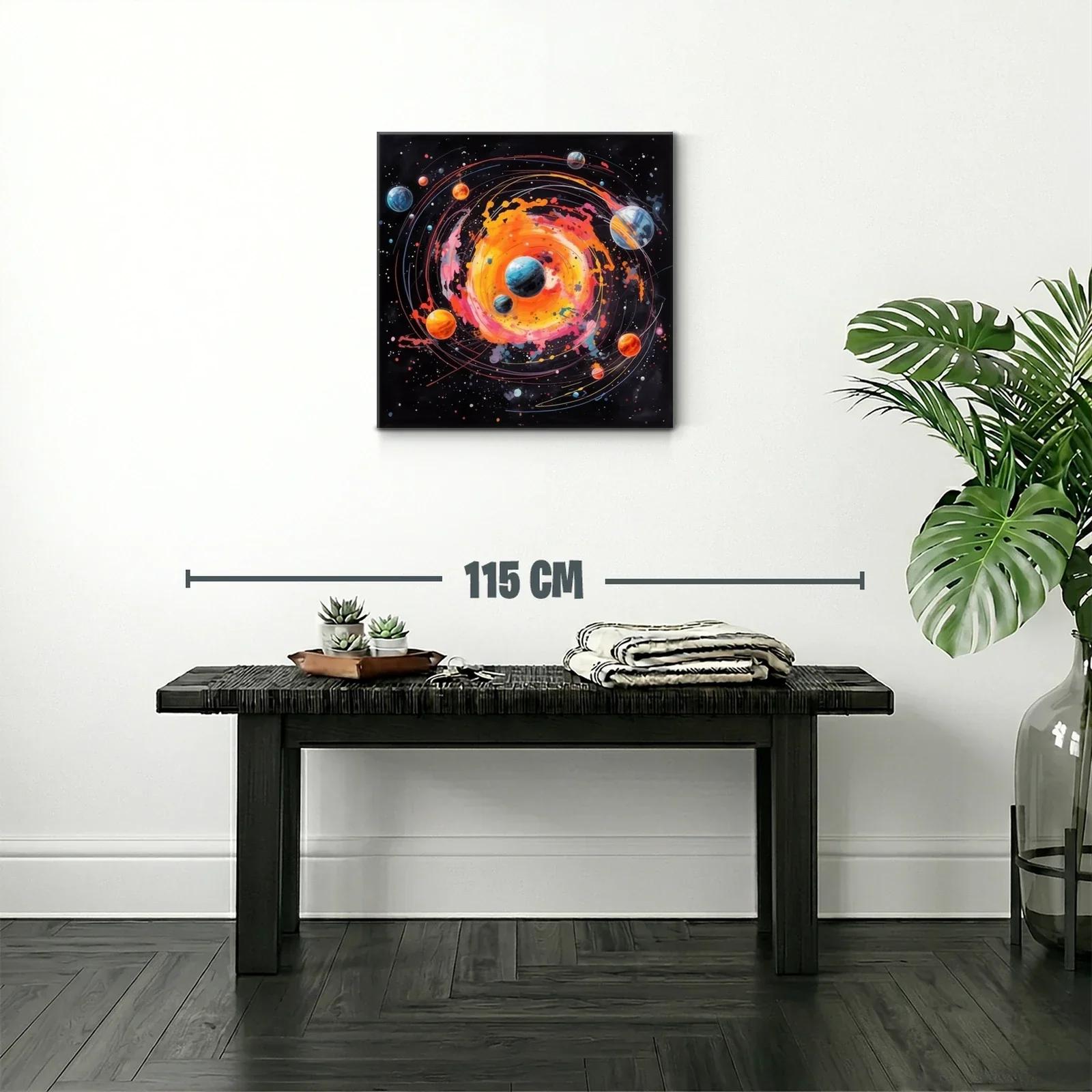 Explosión cósmica con planetas en órbitas vibrantes — miniatura 2