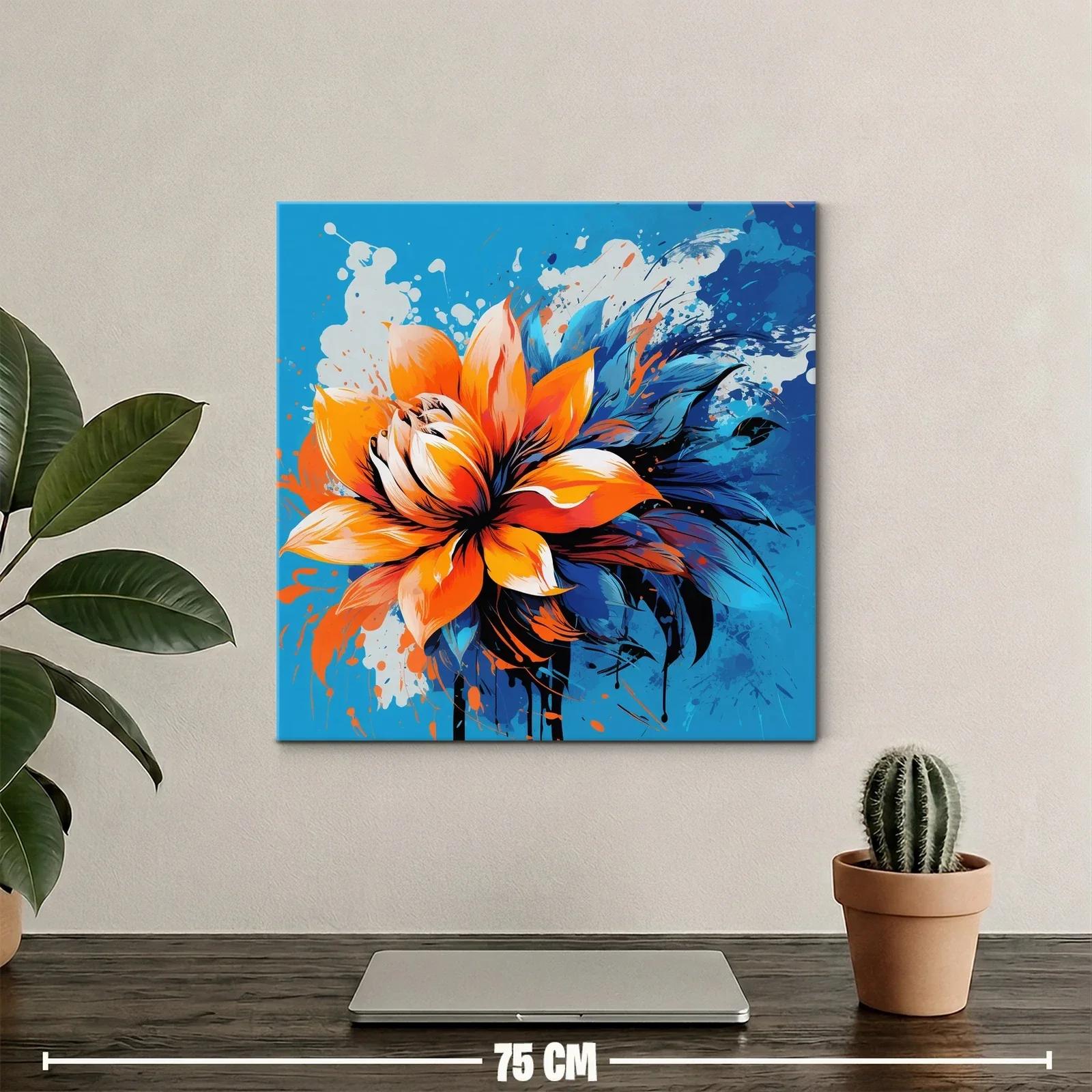 Flor vibrante con contrastes en azul y naranja intenso — miniatura 2