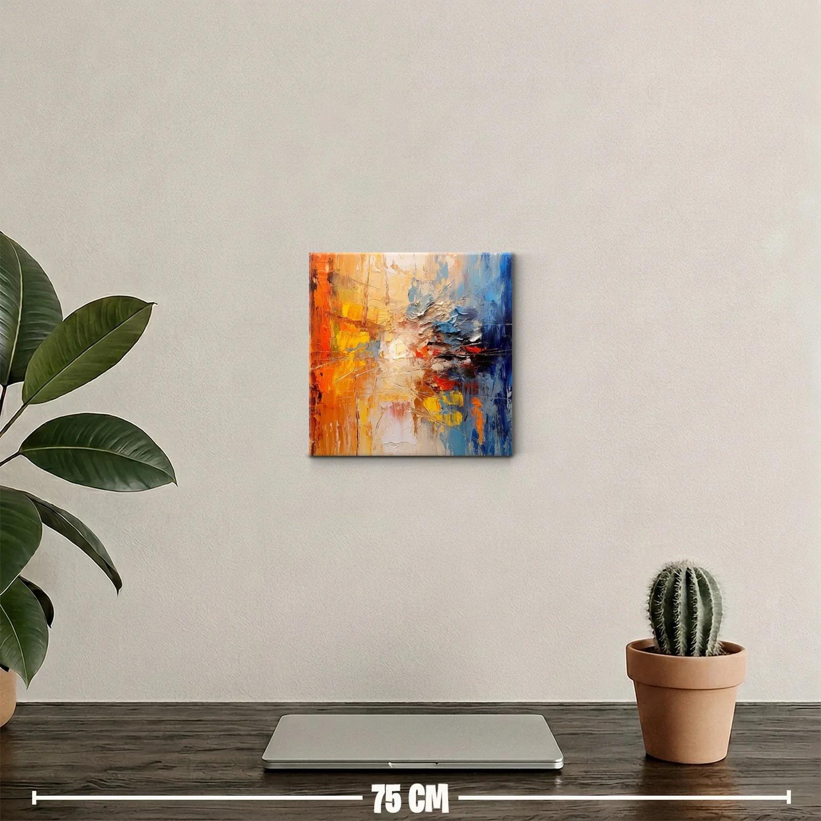 Cuadro abstracto con vibrantes contrastes en tonos cálidos y fríos — miniatura 2