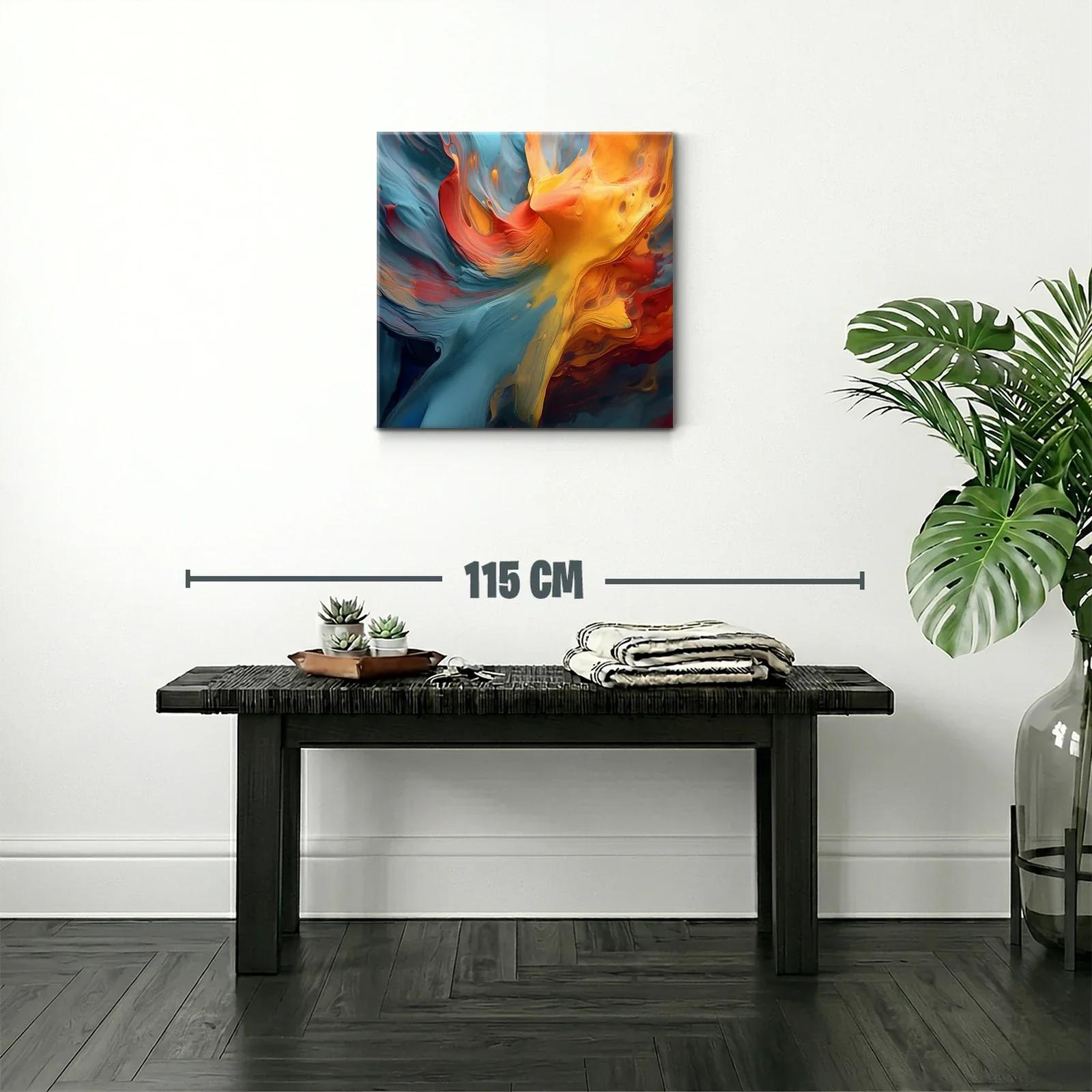 Cuadro abstracto con flujos vibrantes de azules y naranjas — miniatura 2