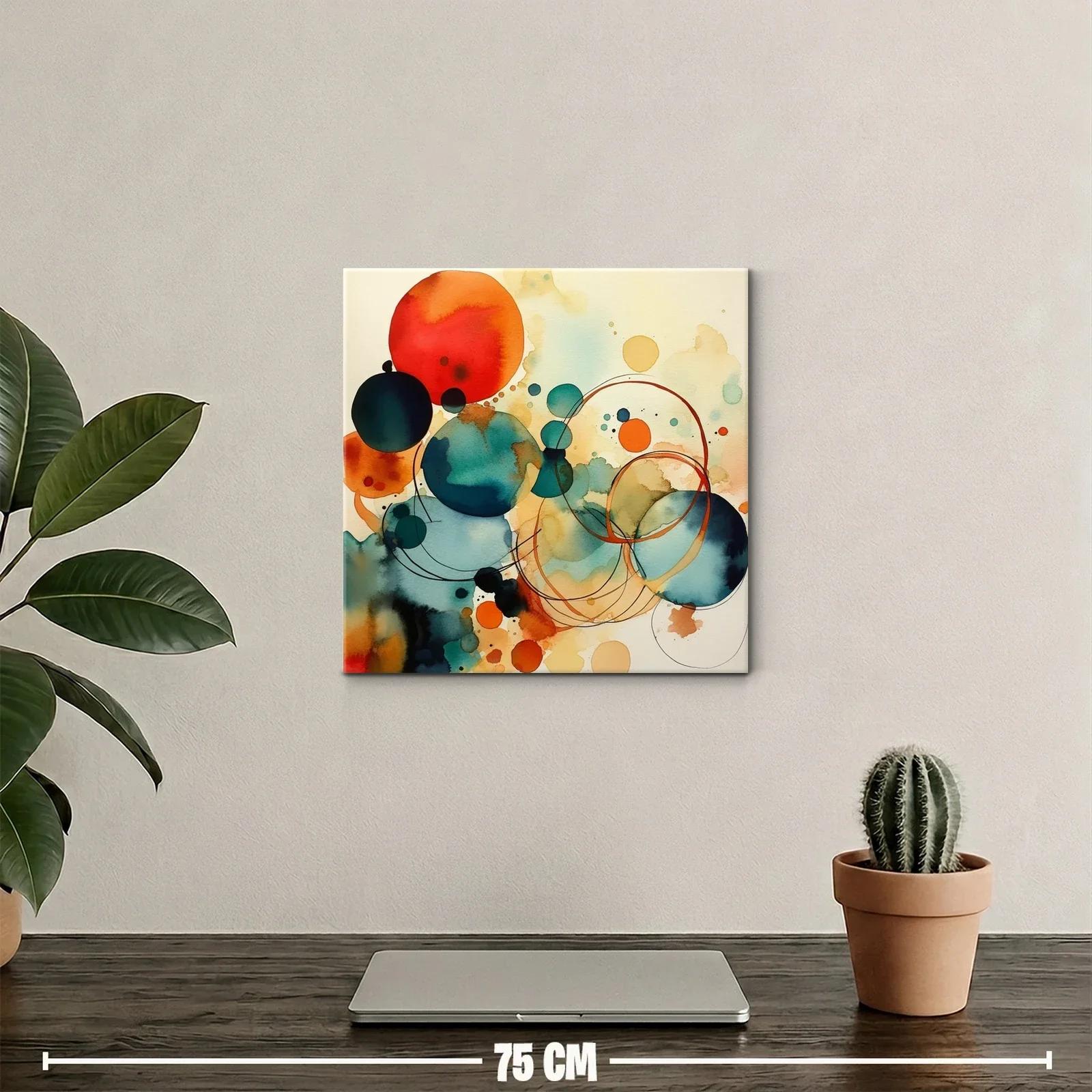 Composición abstracta con círculos en tonos cálidos y fríos — miniatura 2