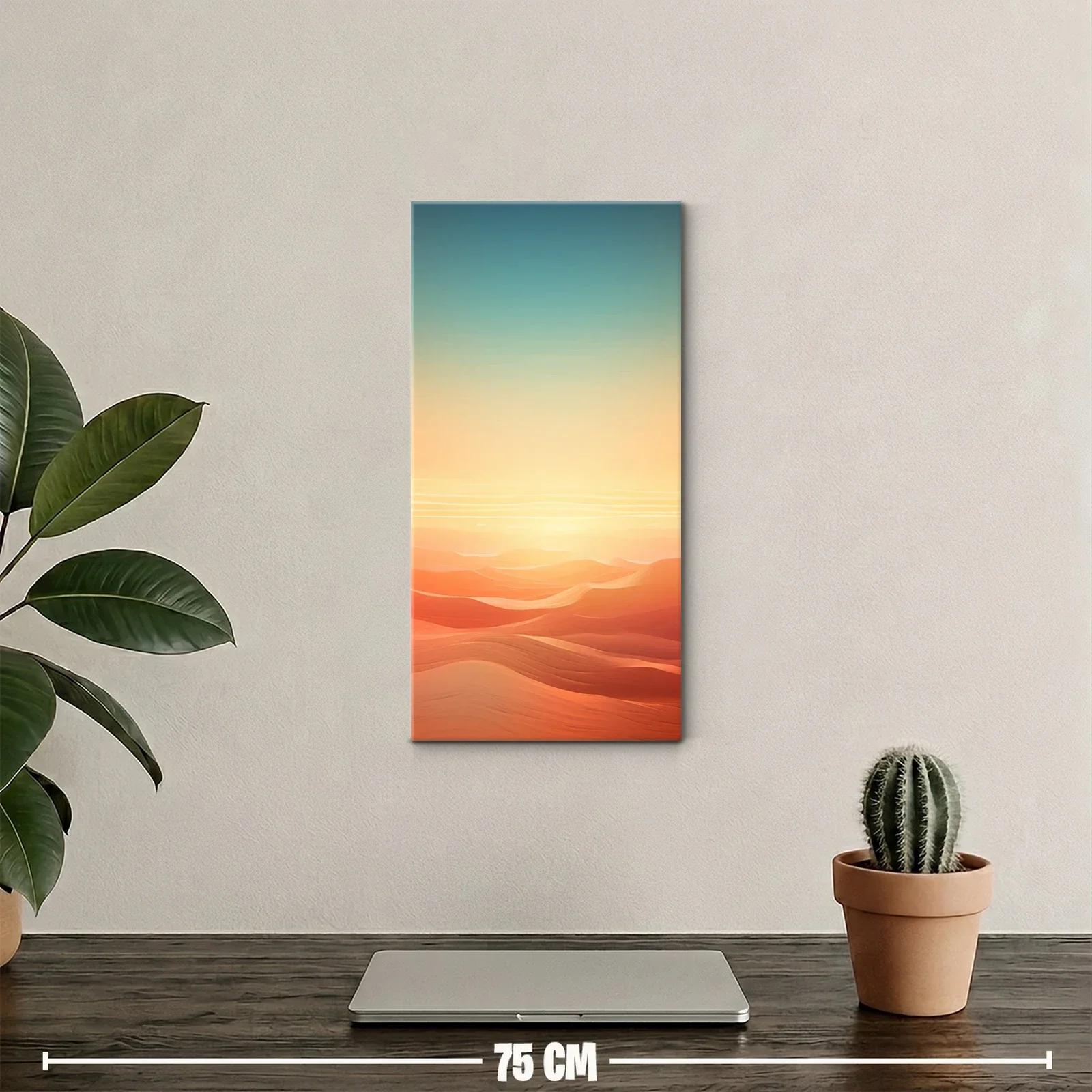 Cuadro desierto al amanecer con dunas onduladas — miniatura 2