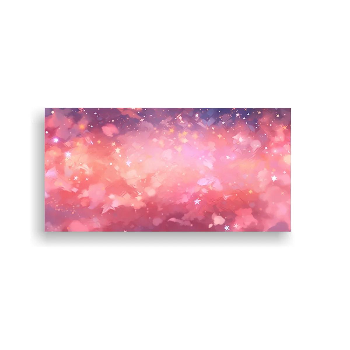 Cuadro cielo rosado de fantasía con estrellas dispersas — imagen principal
