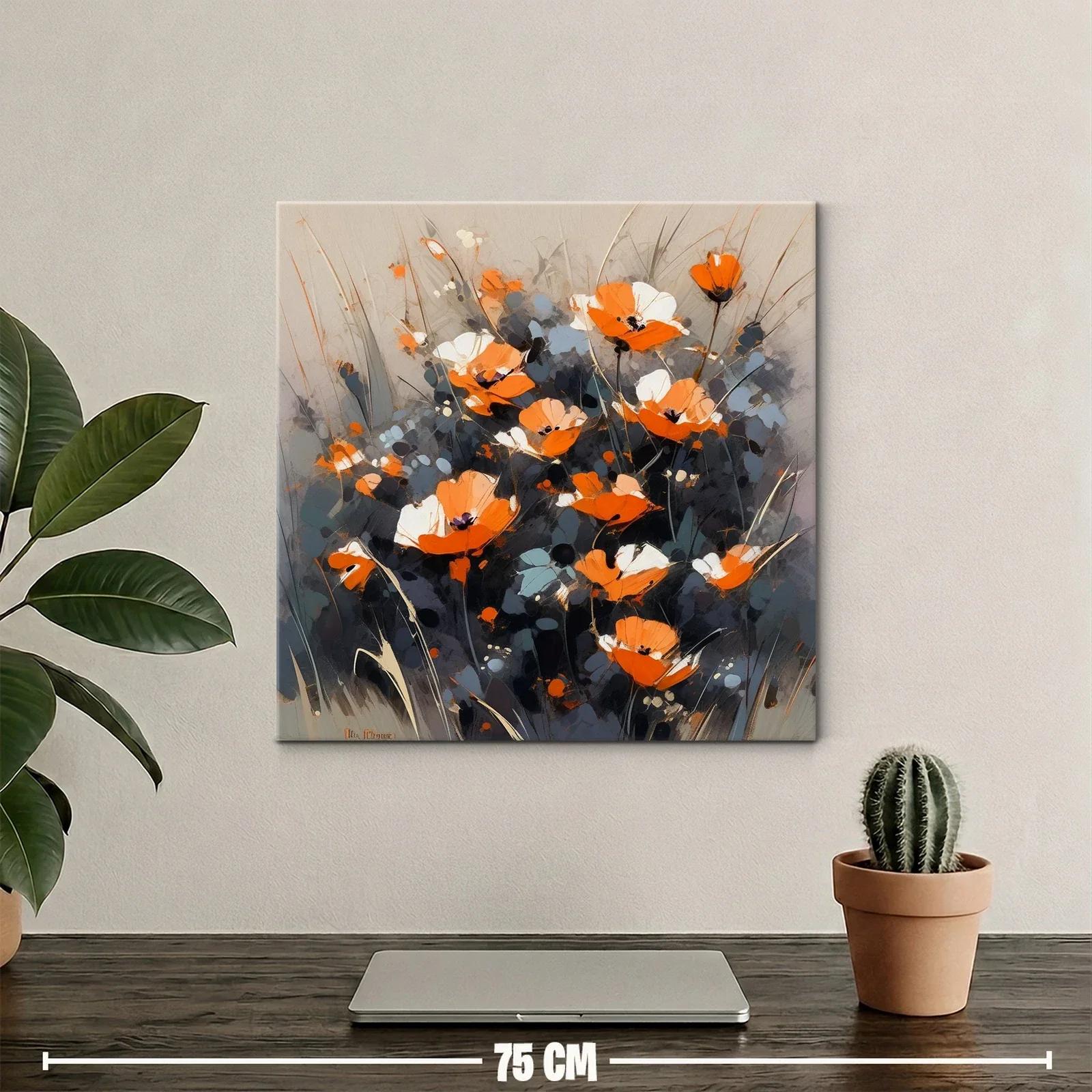 Flores naranjas y blancas con fondo gris elegante — miniatura 2
