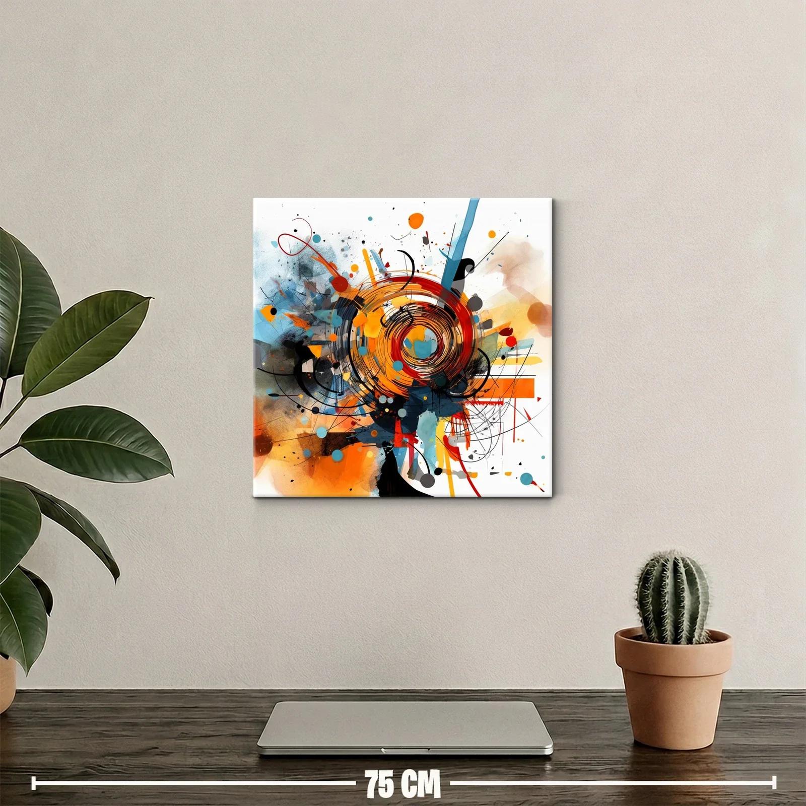 Cuadro abstracto con vibrantes espirales en tonos cálidos — miniatura 2