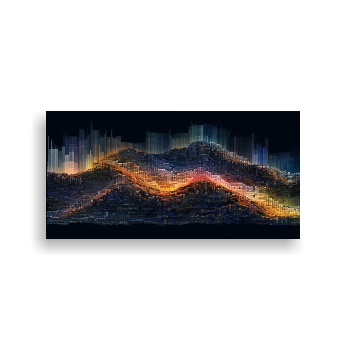 Cuadro ondas luminosas abstractas con franjas superpuestas — imagen principal