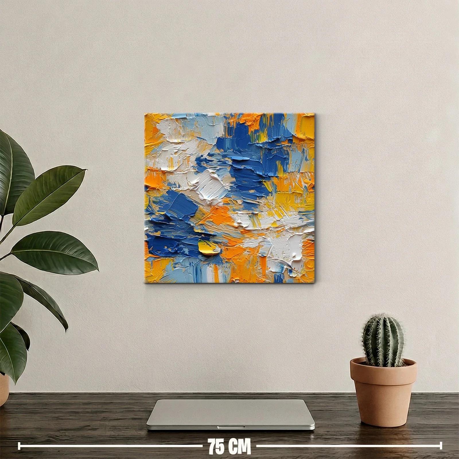 Cuadro abstracto vibrante en tonos azules y naranjas intensos — miniatura 2