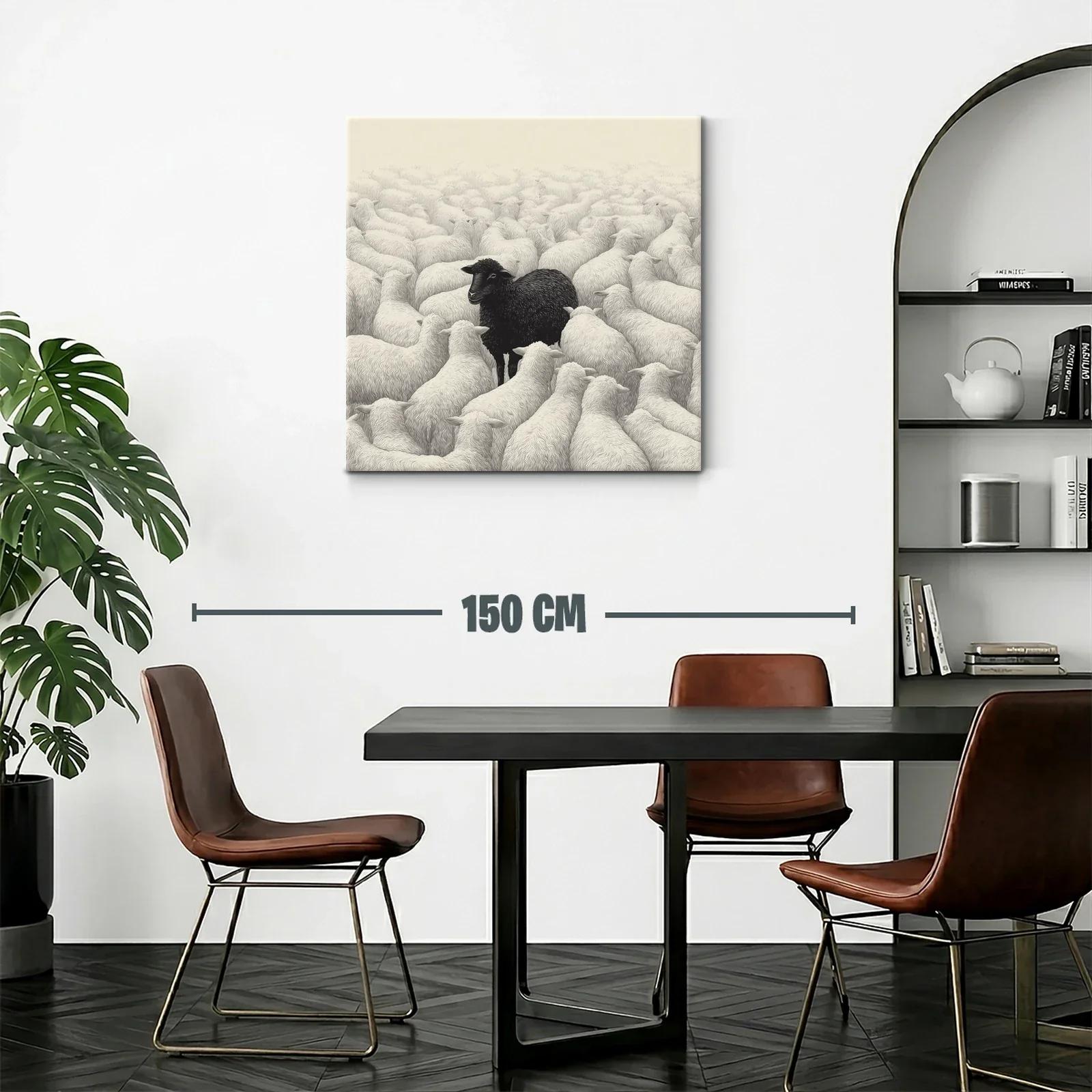 Cuadro con Oveja Negra en Rebaño Blanco — miniatura 2