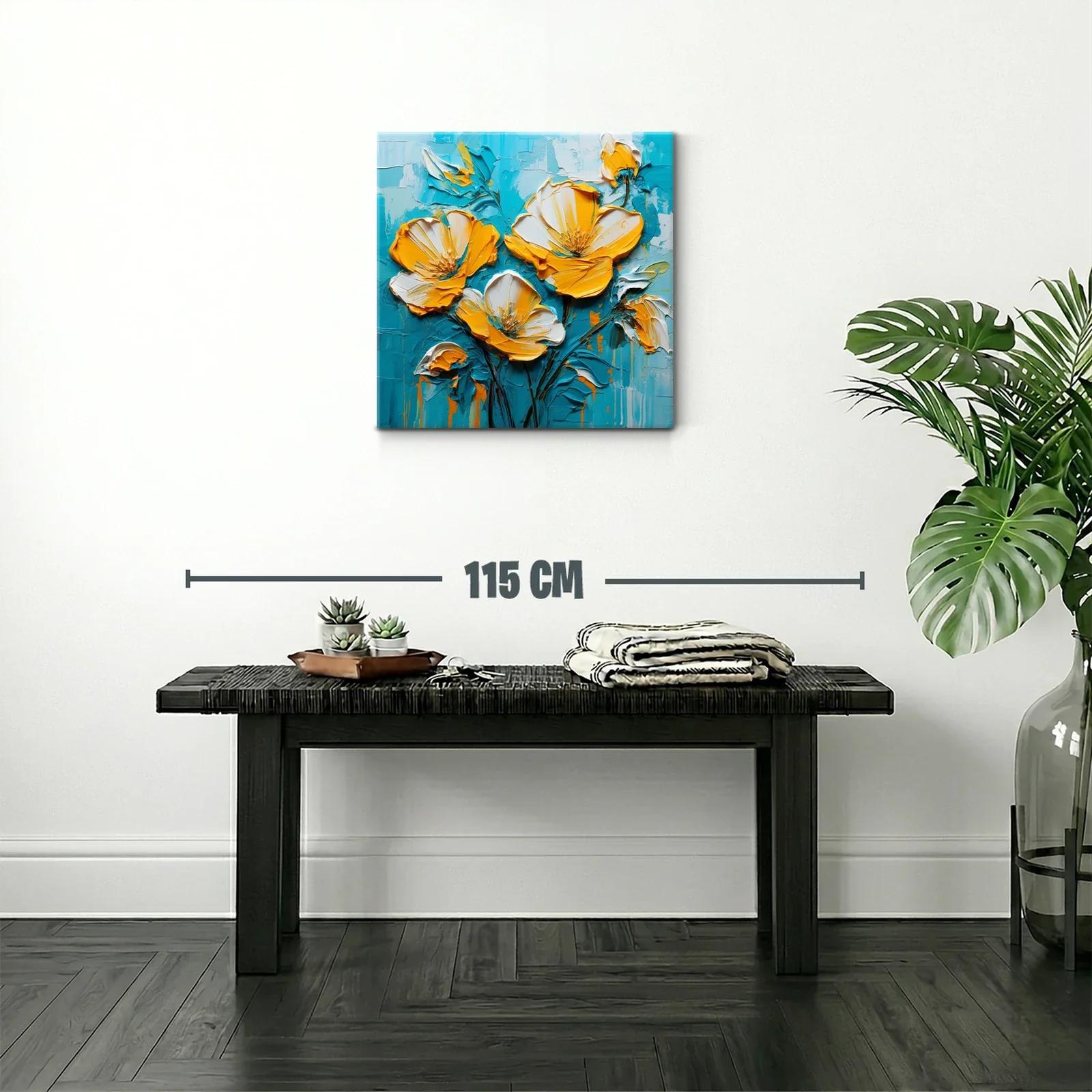 Flores vibrantes en tonos amarillos y azules equilibrados — miniatura 2