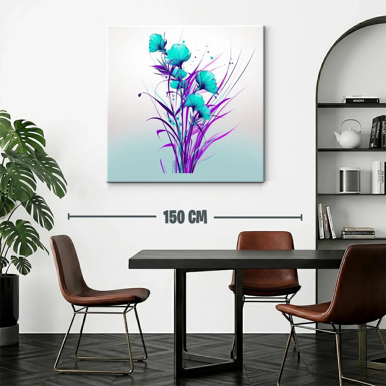 Floral vibrante en tonos turquesa y púrpura modernos — miniatura 2