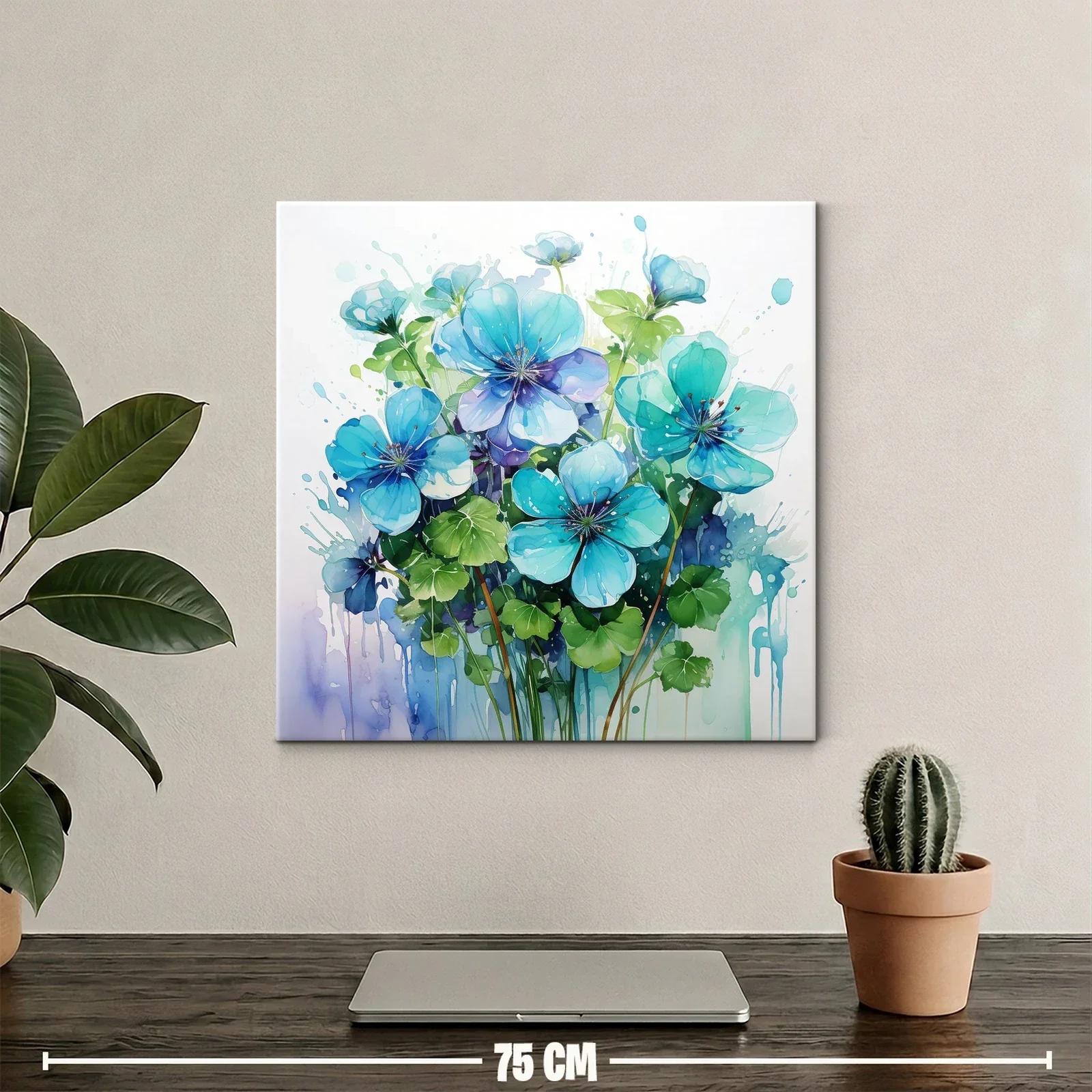 Flores azules vibrantes con hojas verdes frescas — miniatura 2