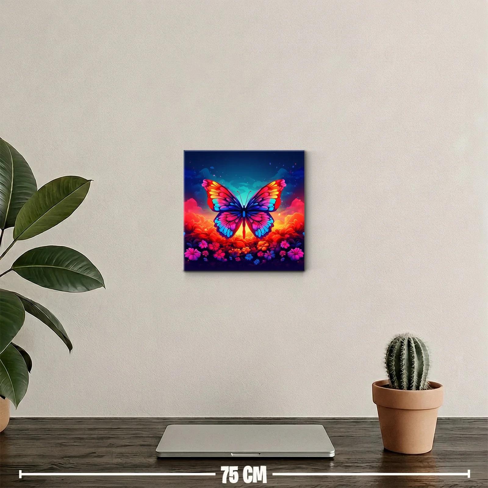 Mariposa vibrante sobre fondo floral al atardecer — miniatura 2