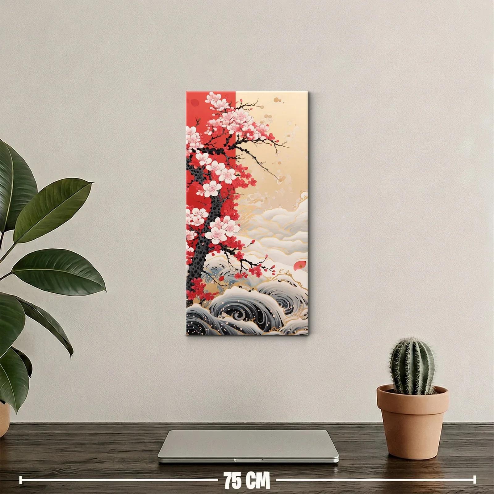 Cuadro flor de cerezo con olas doradas — miniatura 2