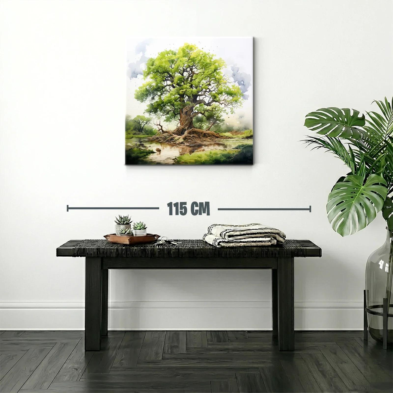 Majestuoso árbol junto a un tranquilo río en paisaje natural — miniatura 2