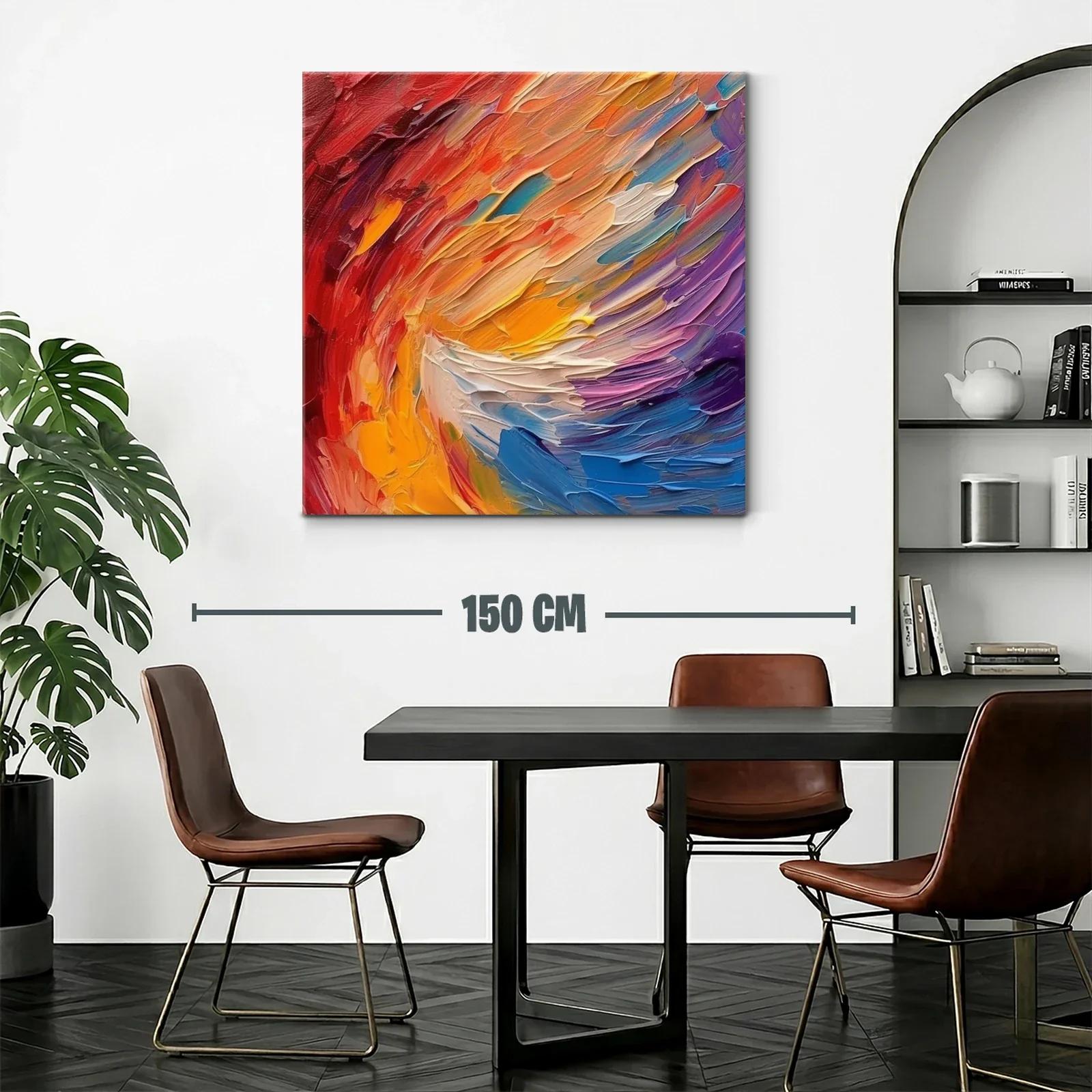 Cuadro abstracto enérgico con vibrantes tonos cálidos y fríos — miniatura 2