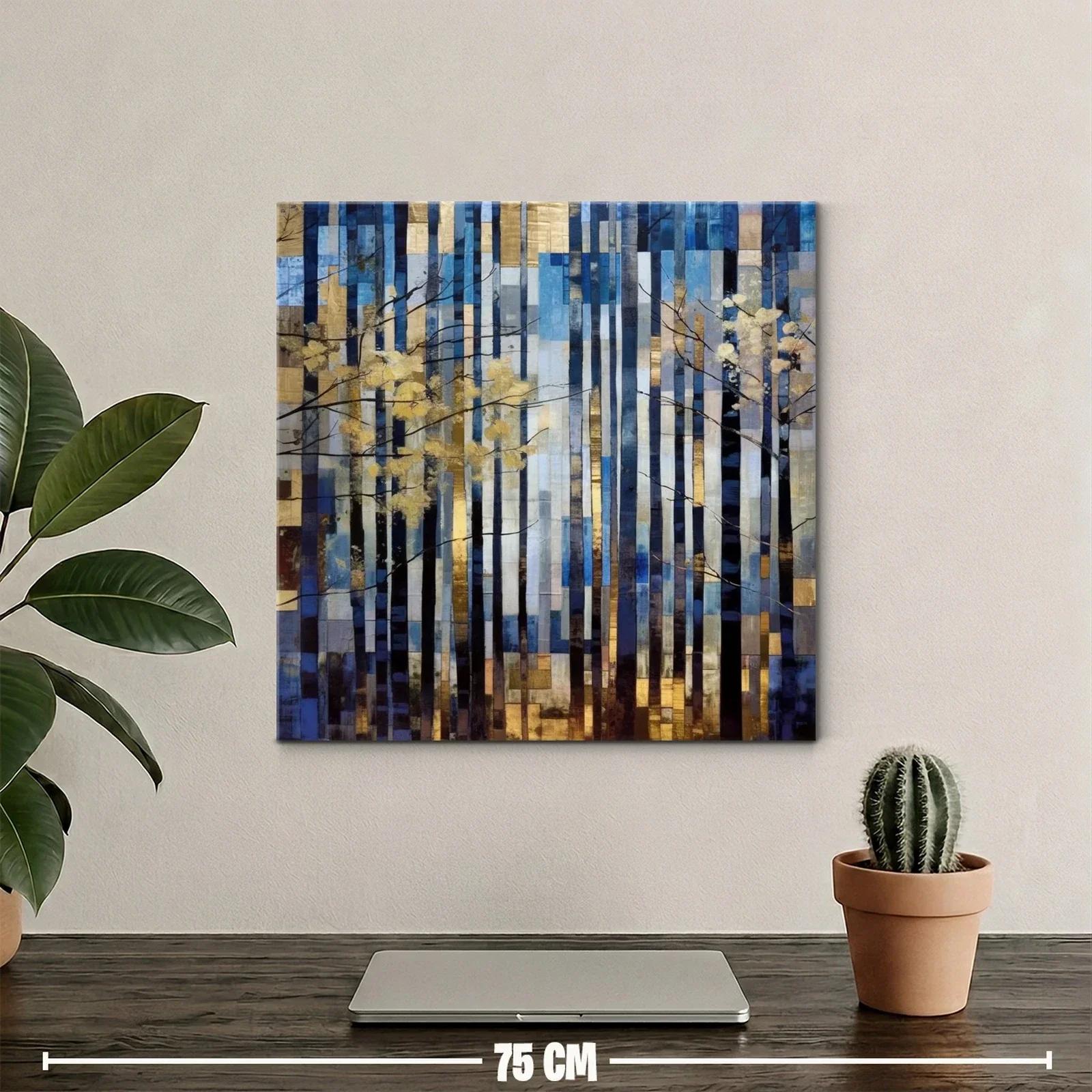 Bosque abstracto con tonos dorados y azules en líneas verticales — miniatura 2
