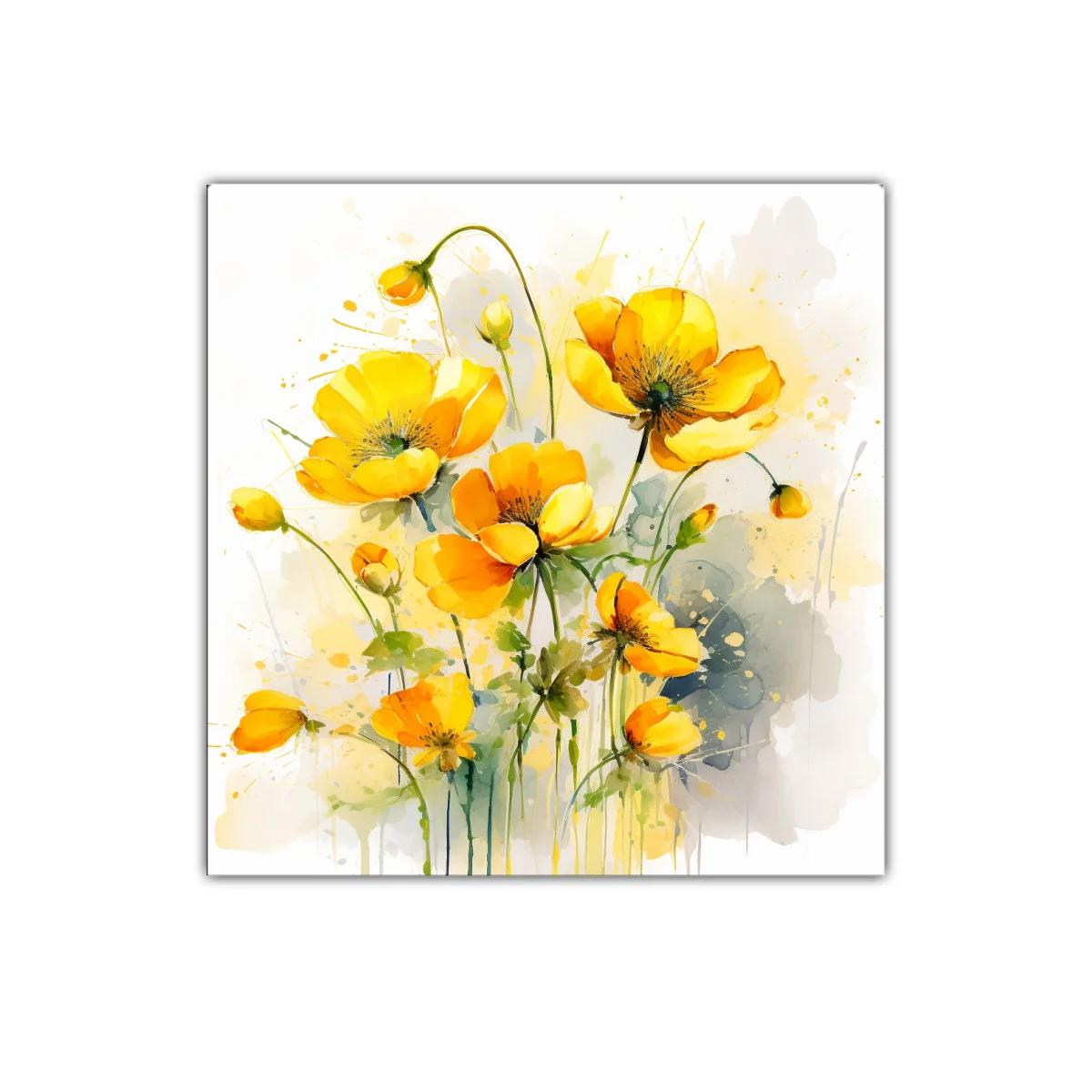 Cuadro decorativo con delicadas flores amarillas vibrantes
