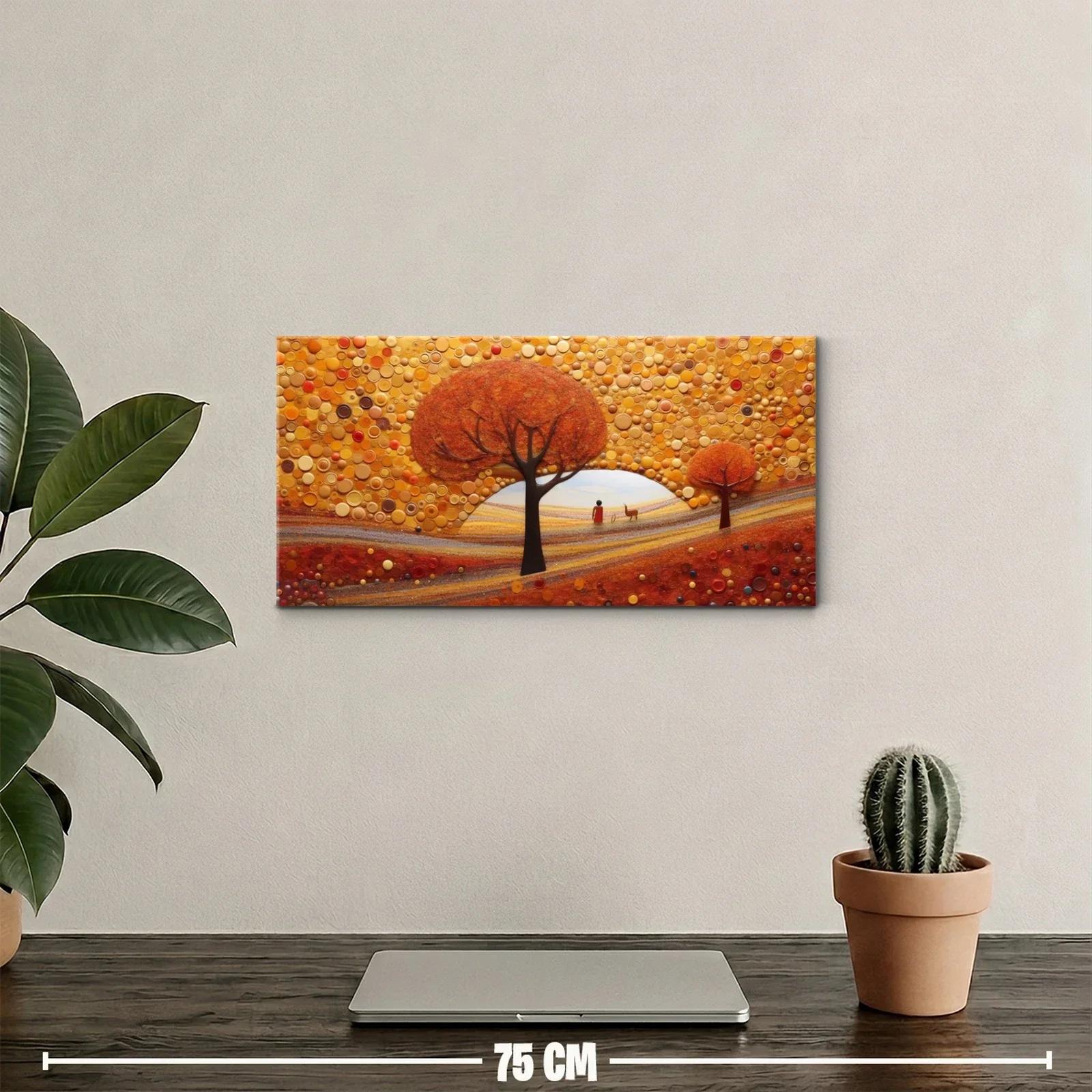 Cuadro árbol otoñal con franjas de tierra curvas — miniatura 2