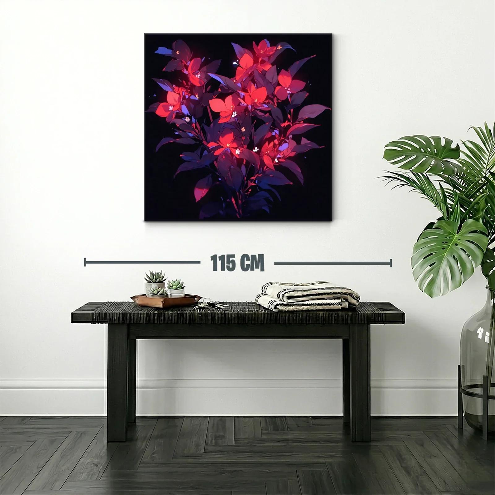 Ramo vibrante con flores rojas y hojas violetas intensas — miniatura 2