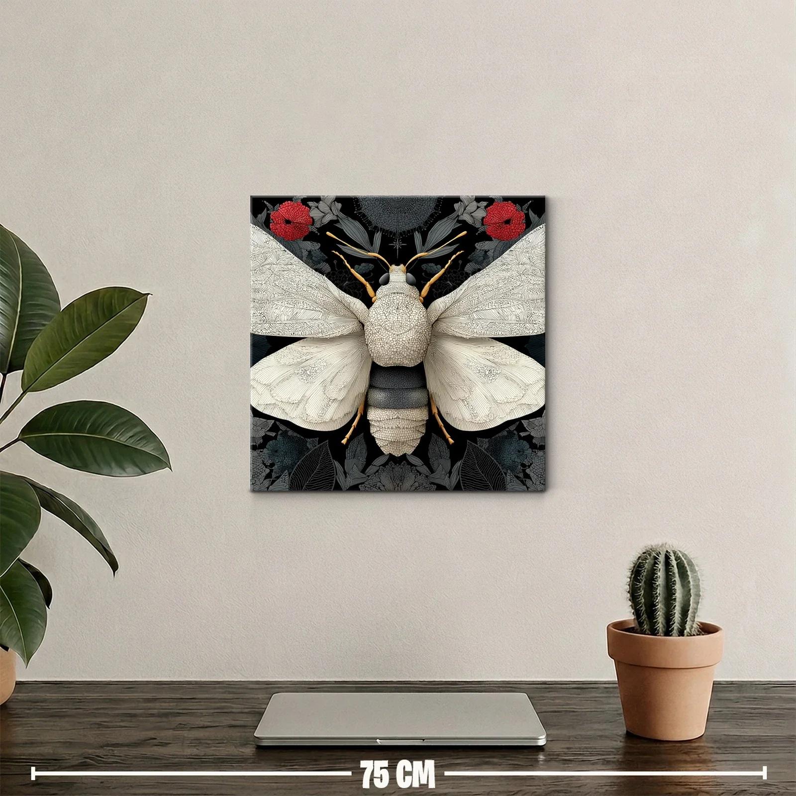 Mariposa Blanca sobre Fondo Floral en Tonos Oscuros — miniatura 2