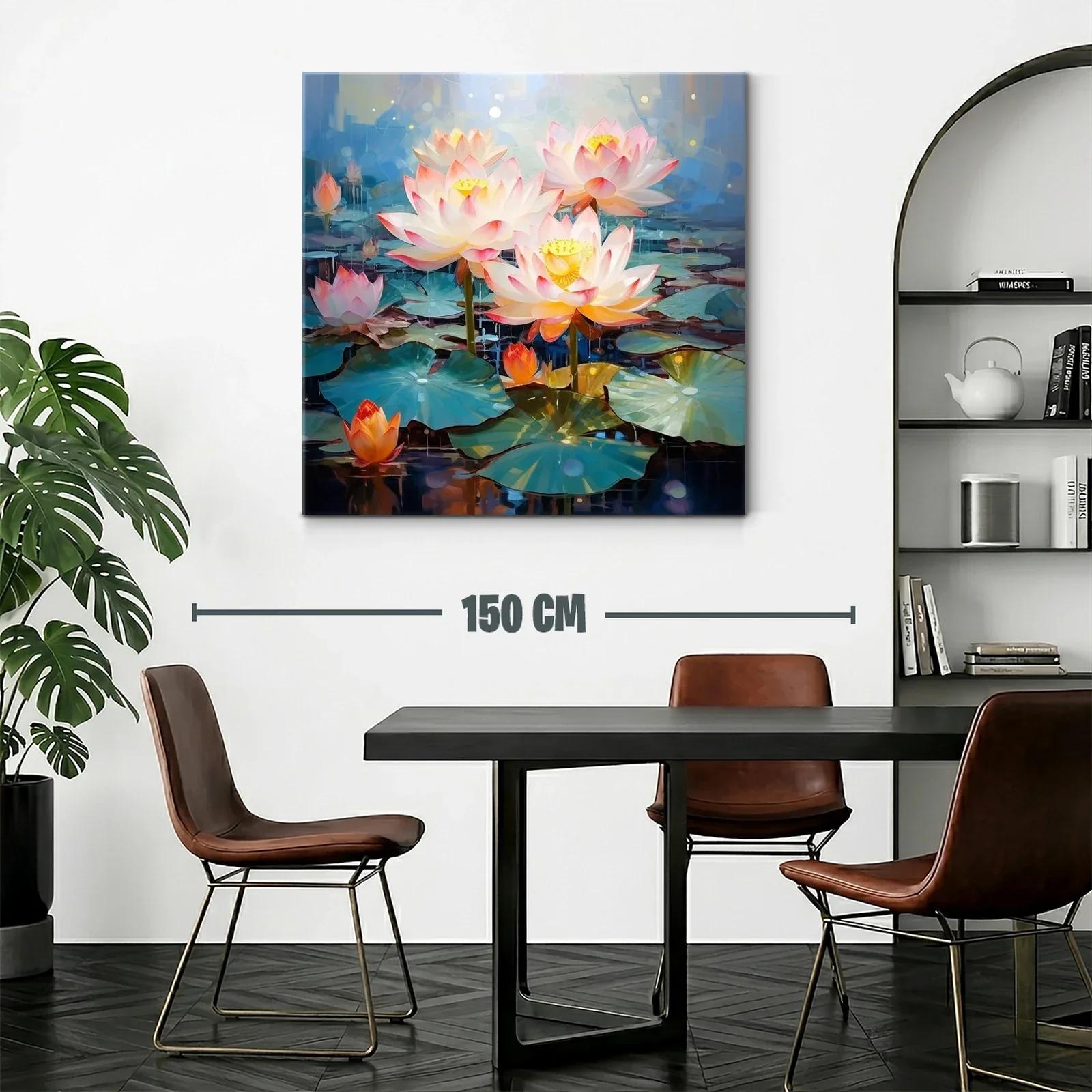 Flor de loto iluminada en estanque azul sereno — miniatura 2