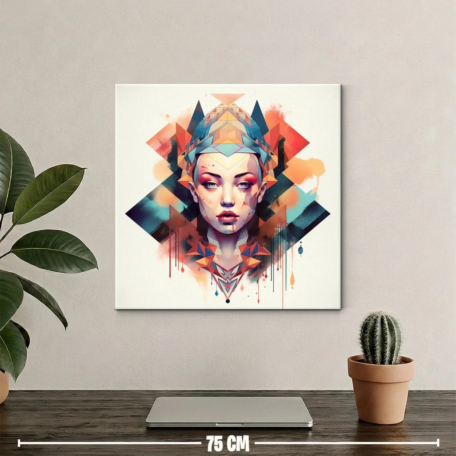 Retrato abstracto de mujer con tonalidades vibrantes geométricas — miniatura 2