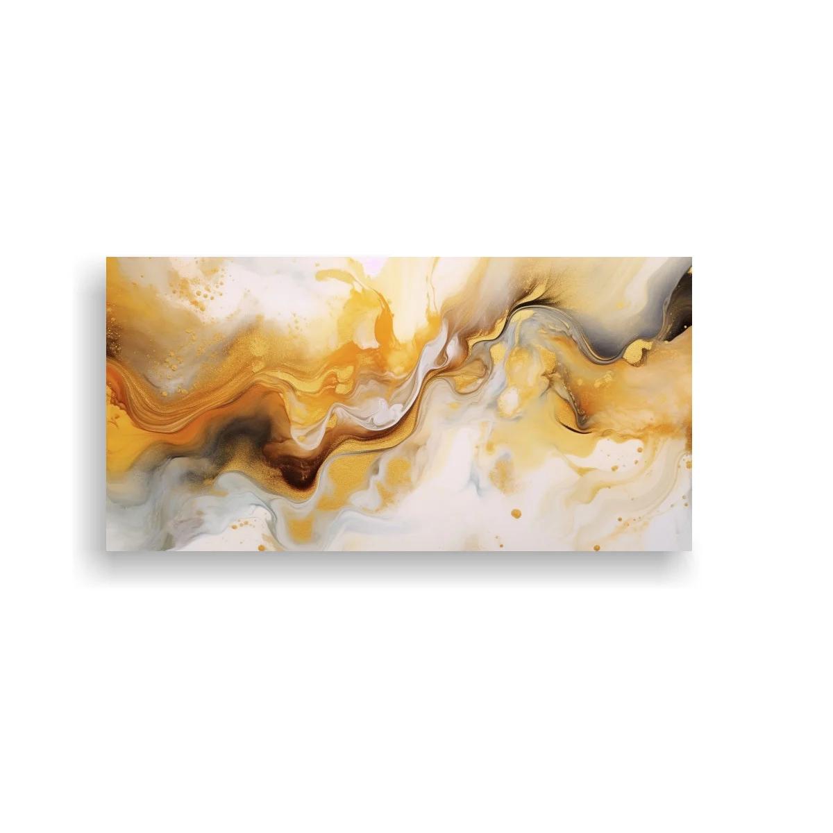 Cuadro abstracción fluida dorada con vetas ondulantes — imagen principal