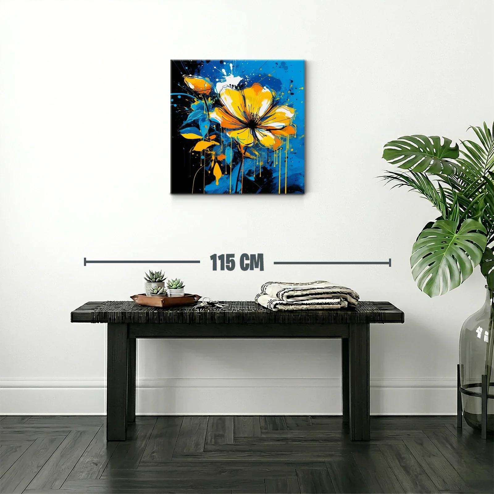 Flor vibrante en tonos amarillos y azules dinámicos — miniatura 2