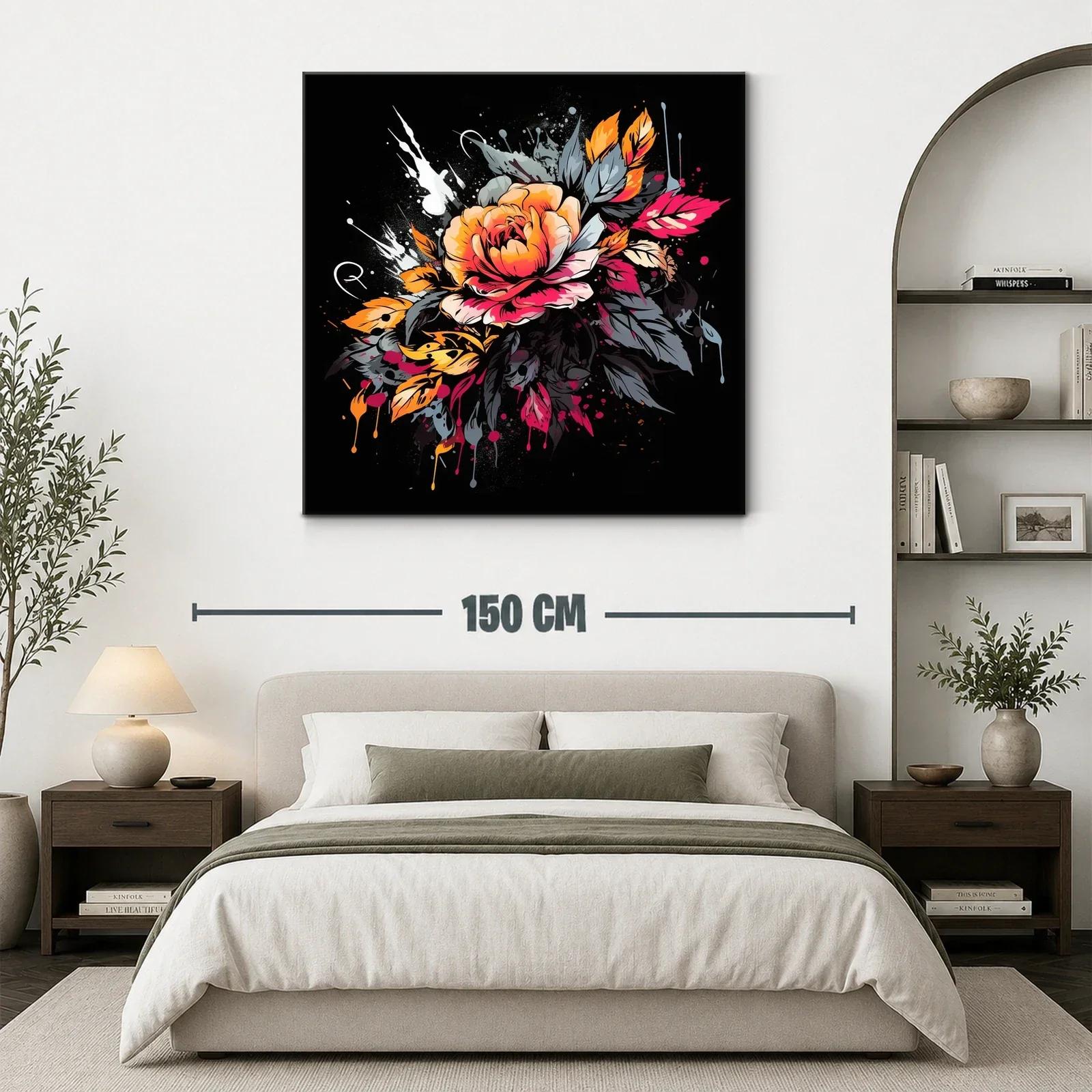 Cuadro moderno con flor en tonos cálidos y diseño vibrante — miniatura 3
