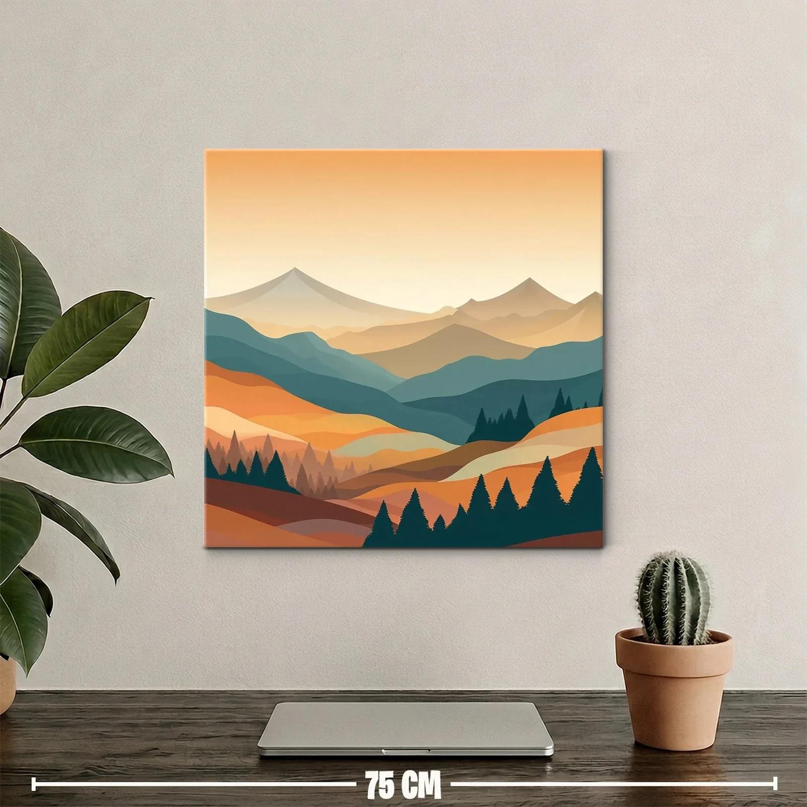 Paisaje montañoso en tonos cálidos y verdes suaves — miniatura 2