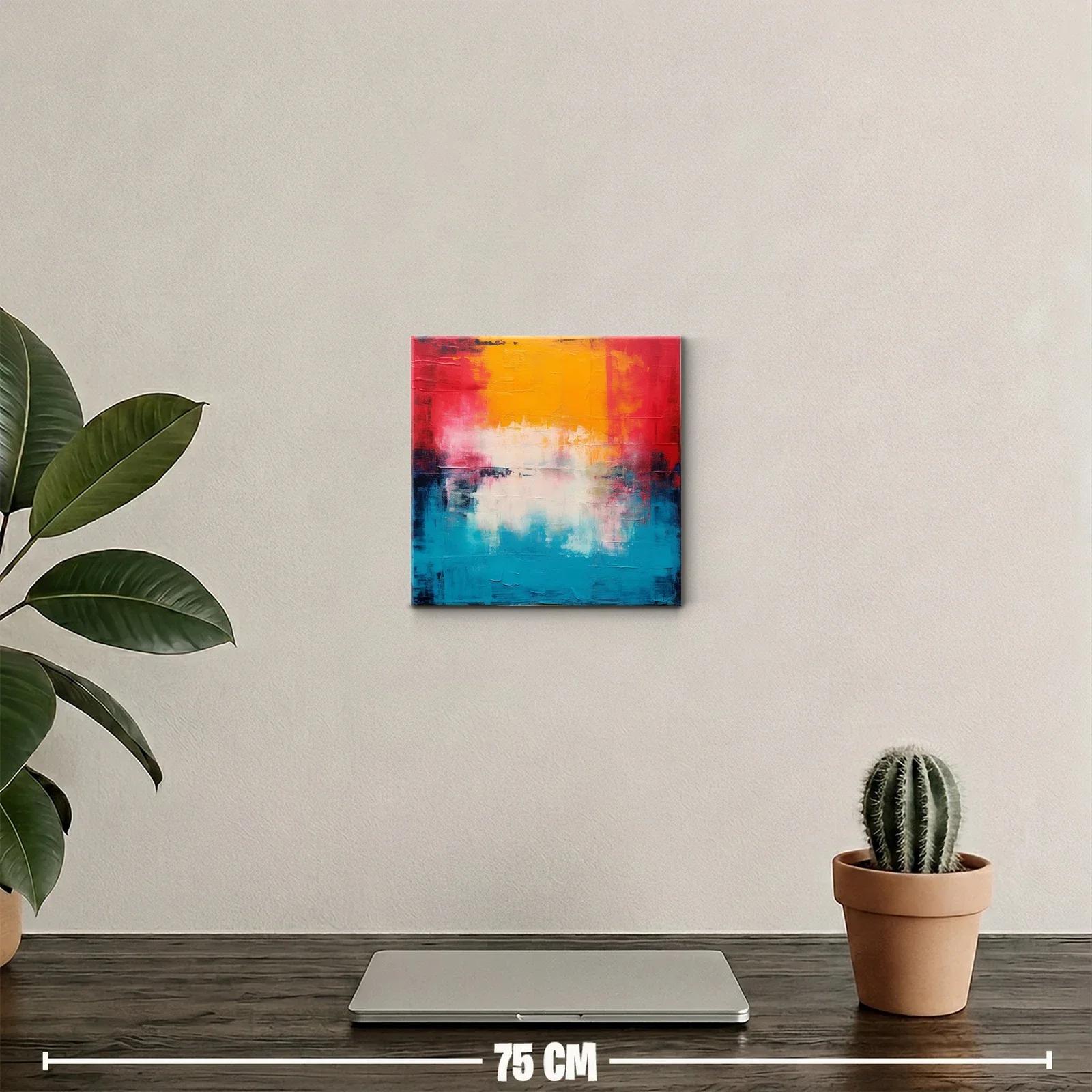 Cuadro abstracto en vibrantes tonos cálidos y fríos — miniatura 2