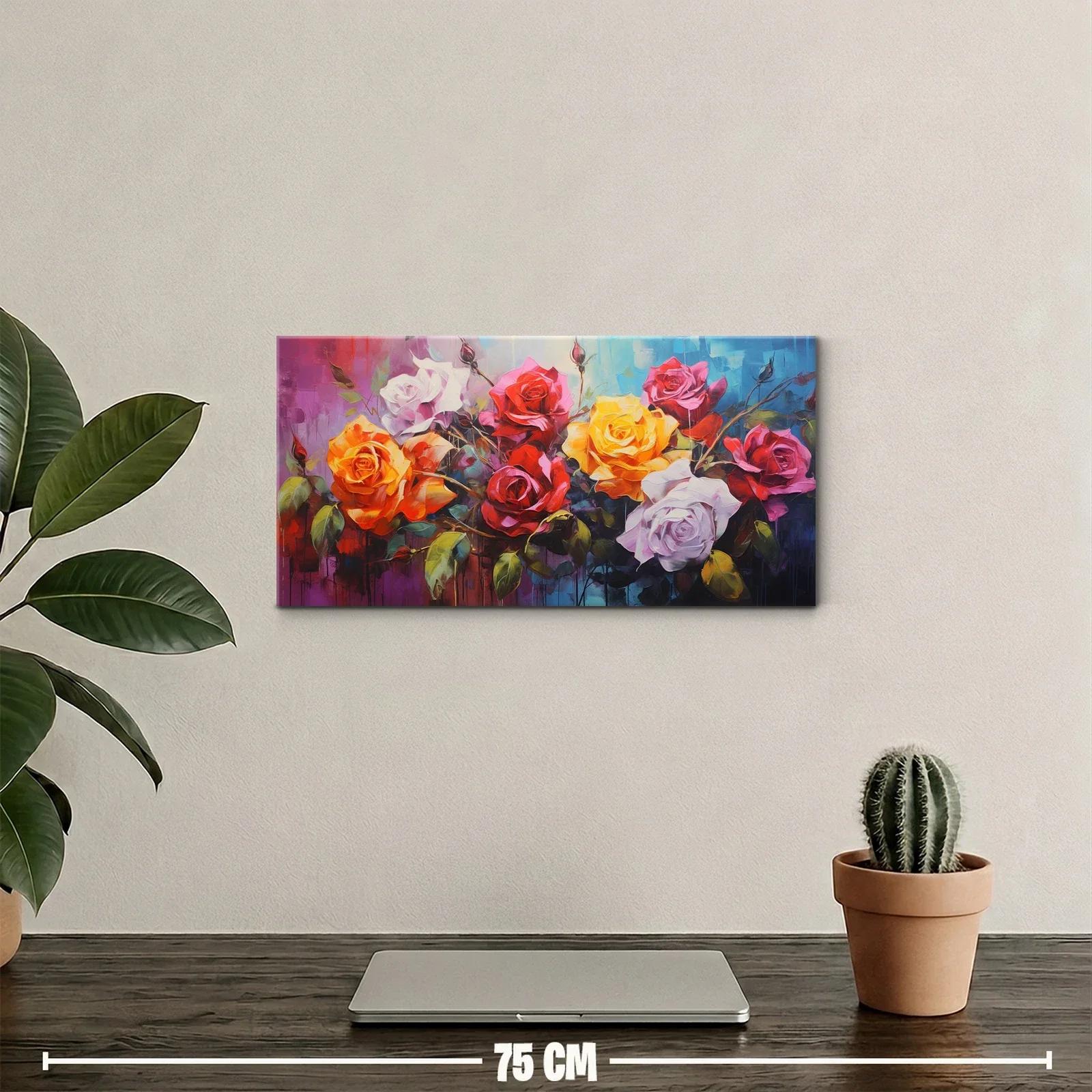 Cuadro ramo de rosas multicolor en fila — miniatura 2