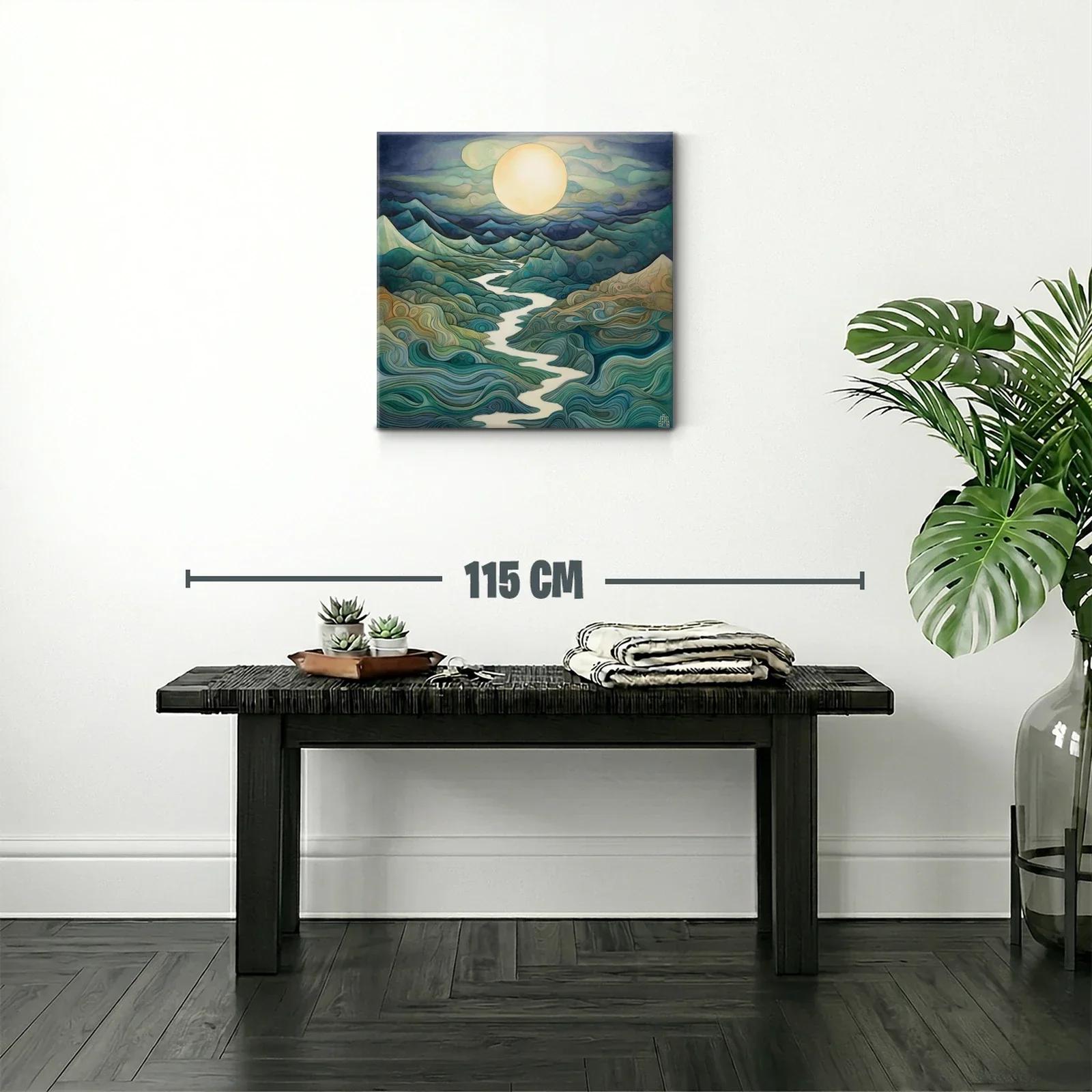 Paisaje onírico con río serpenteante bajo luna llena — miniatura 2
