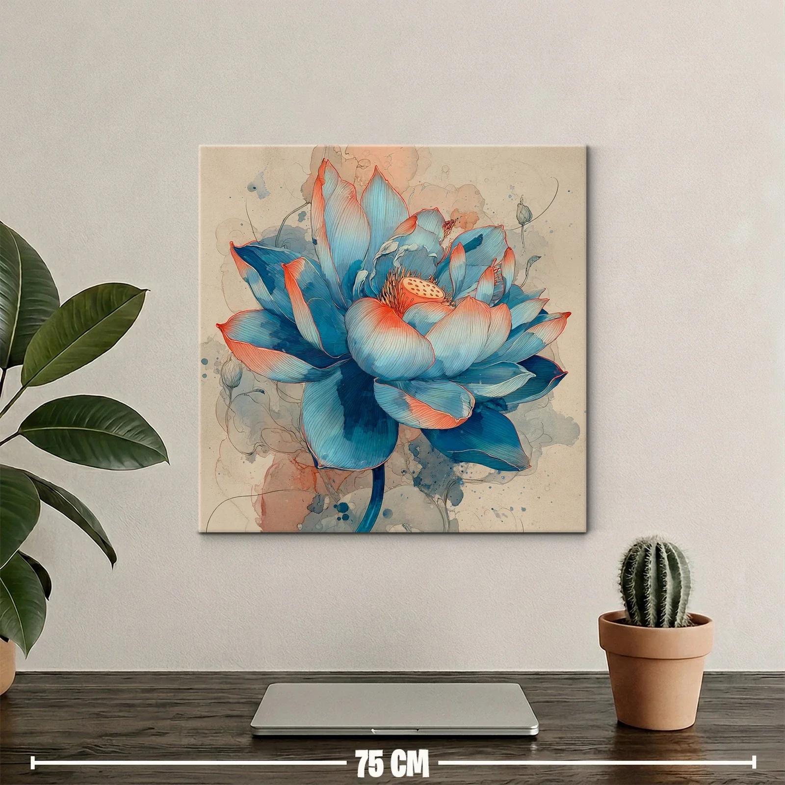 Flor Azul con Detalles Rojizos en Estilo Acuarela — miniatura 2