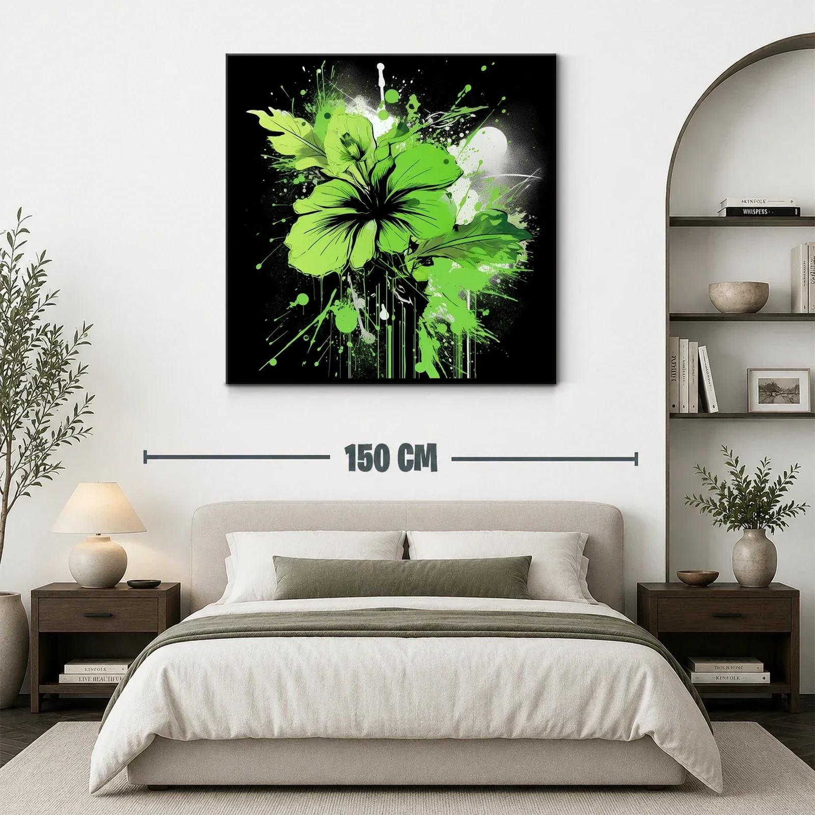 Flor verde vibrante con explosión artística sobre fondo oscuro — miniatura 3