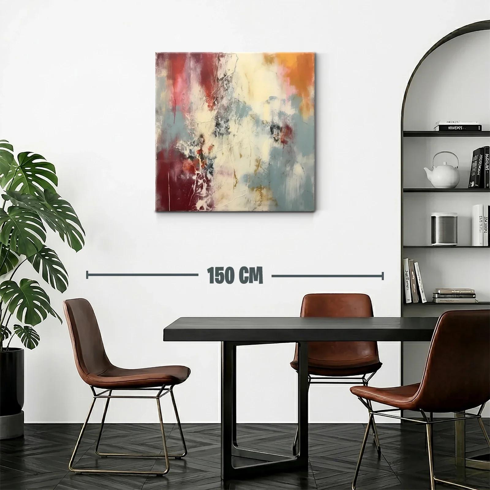 Cuadro abstracto con tonos cálidos y fríos en armonía — miniatura 2