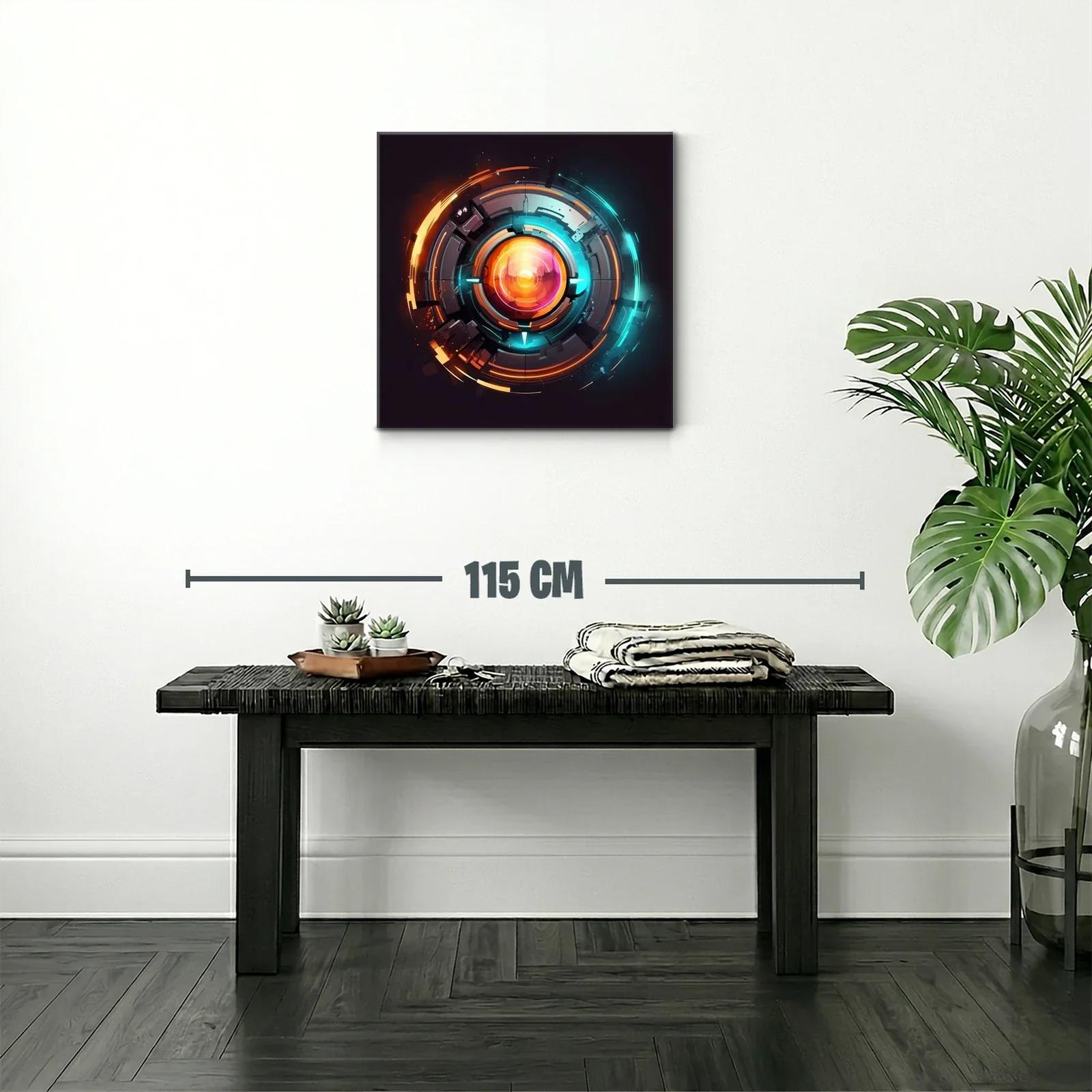 Cuadro abstracto de círculos tecnológicos vibrantes — miniatura 2