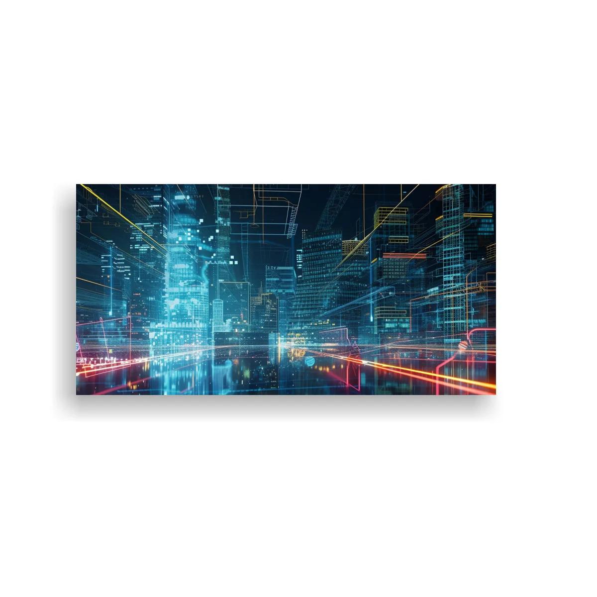 Cuadro ciudad futurista digital con efecto de movimiento — imagen principal