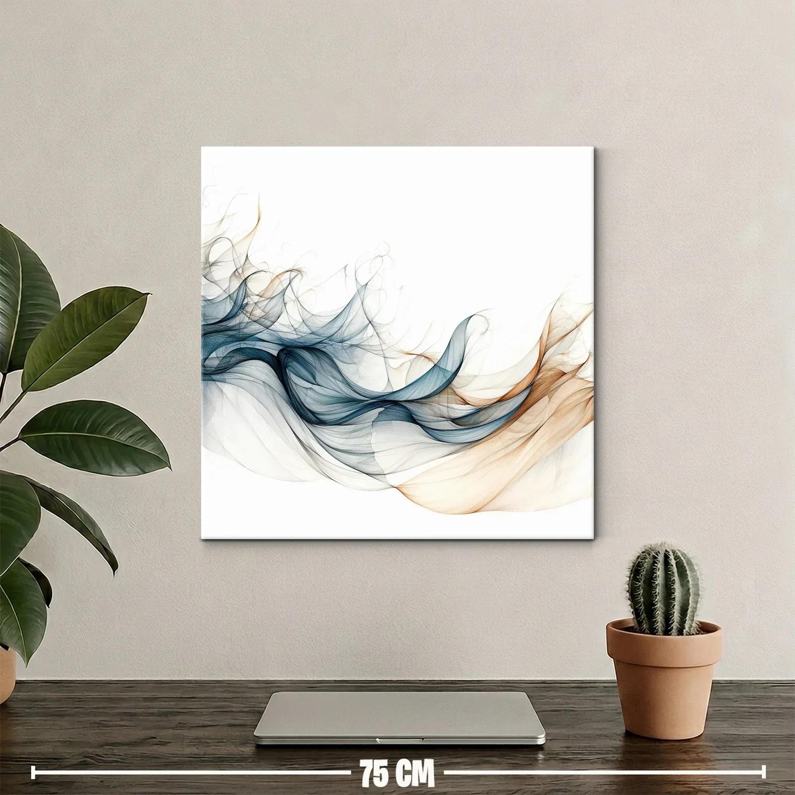 Arte abstracto con suaves ondas en tonos azules y beige — miniatura 2