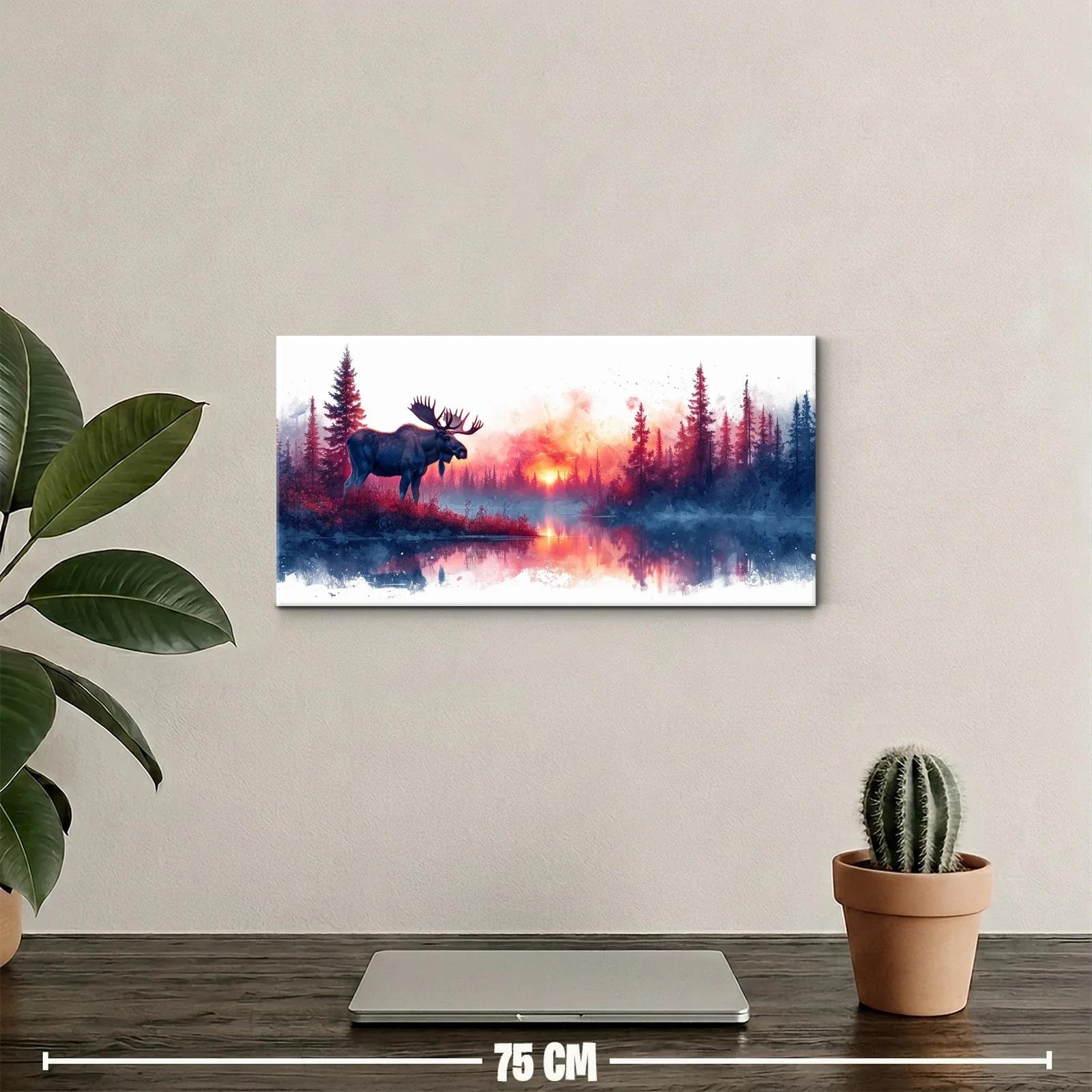 Cuadro alce con reflejo amplio en el agua — miniatura 2