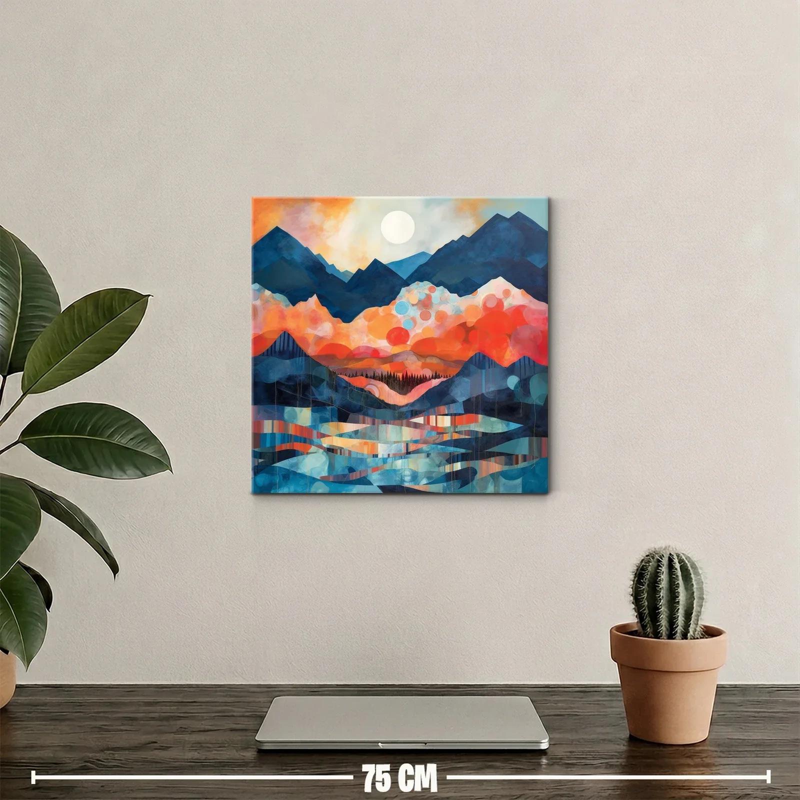 Paisaje de montañas vibrantes con luna llena — miniatura 2