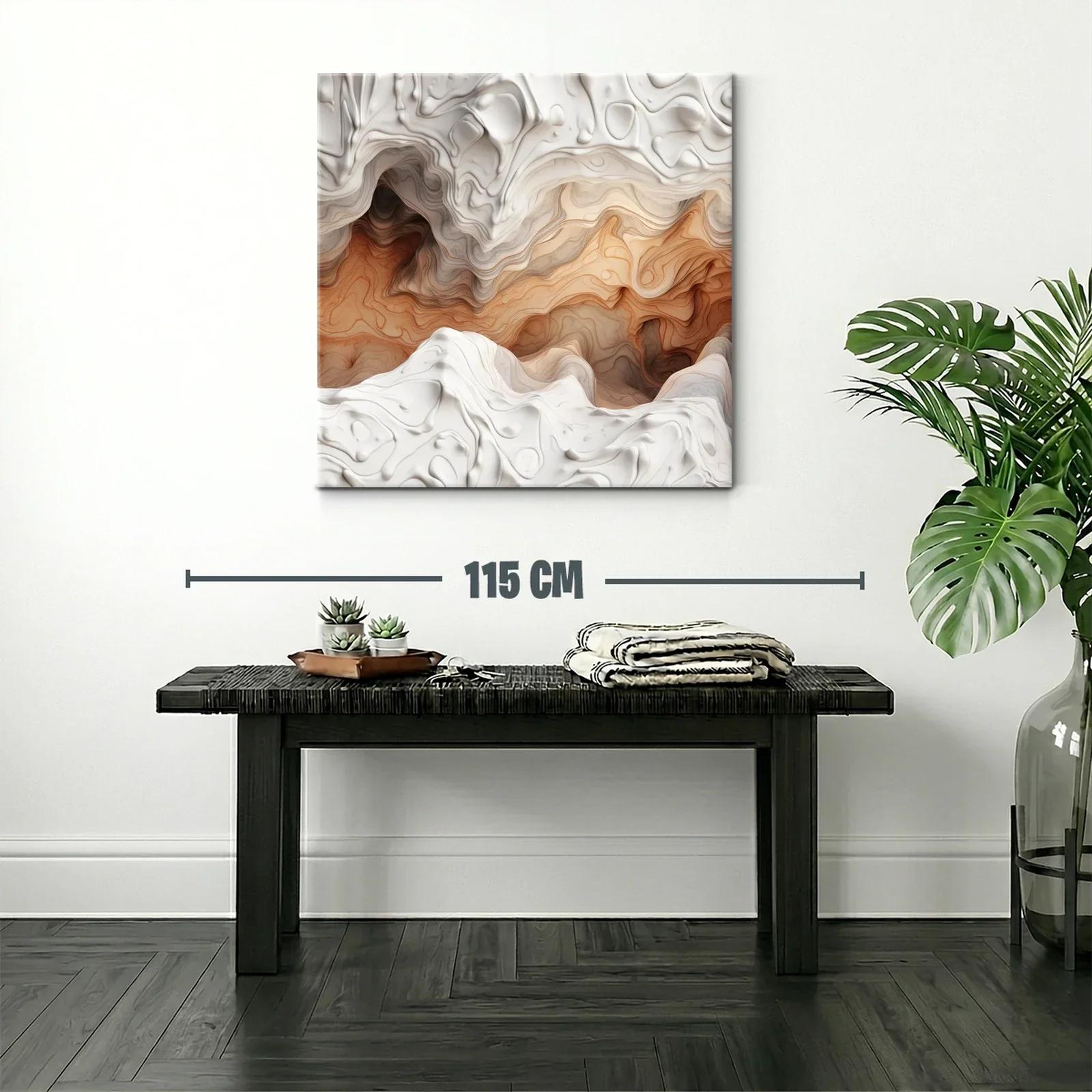 Arte abstracto con relieve en tonalidades tierra y blanco — miniatura 2