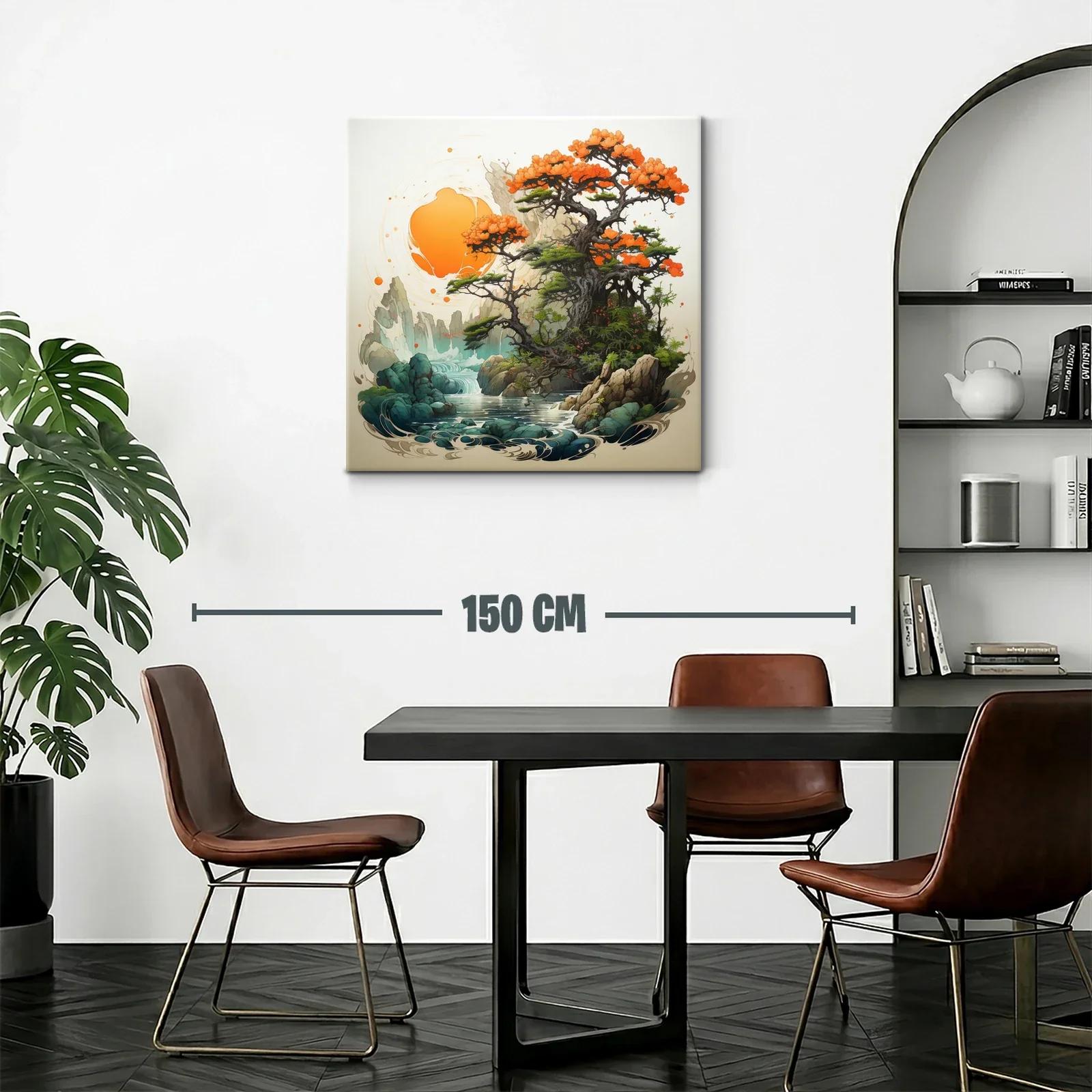 Paisaje sereno con árbol en flor y cascada mística — miniatura 2