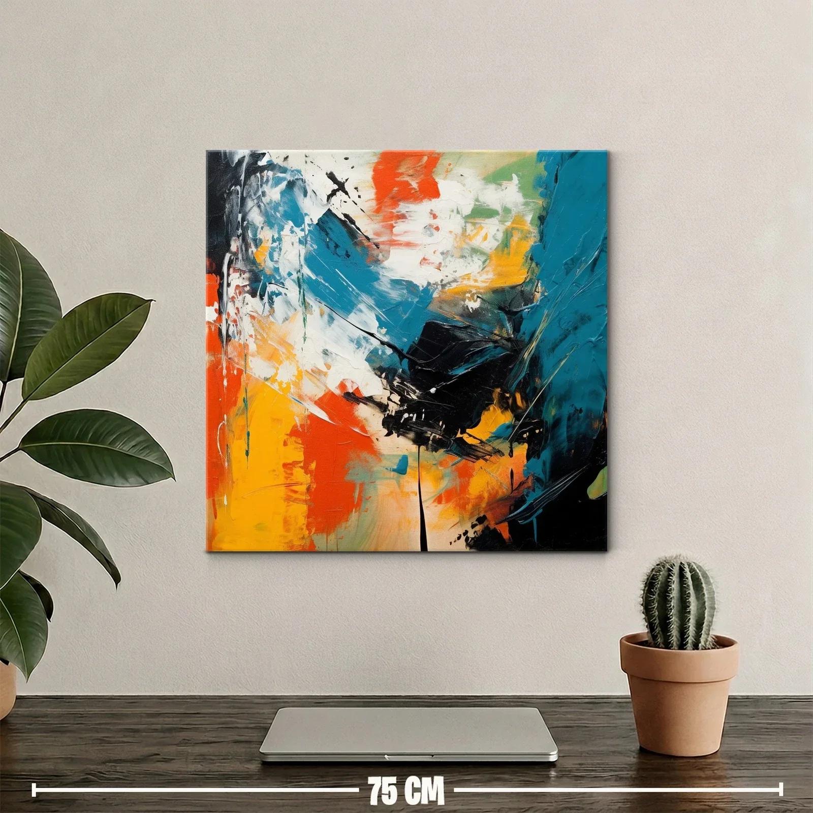 Cuadro abstracto con vibrantes tonos cálidos y fríos — miniatura 2
