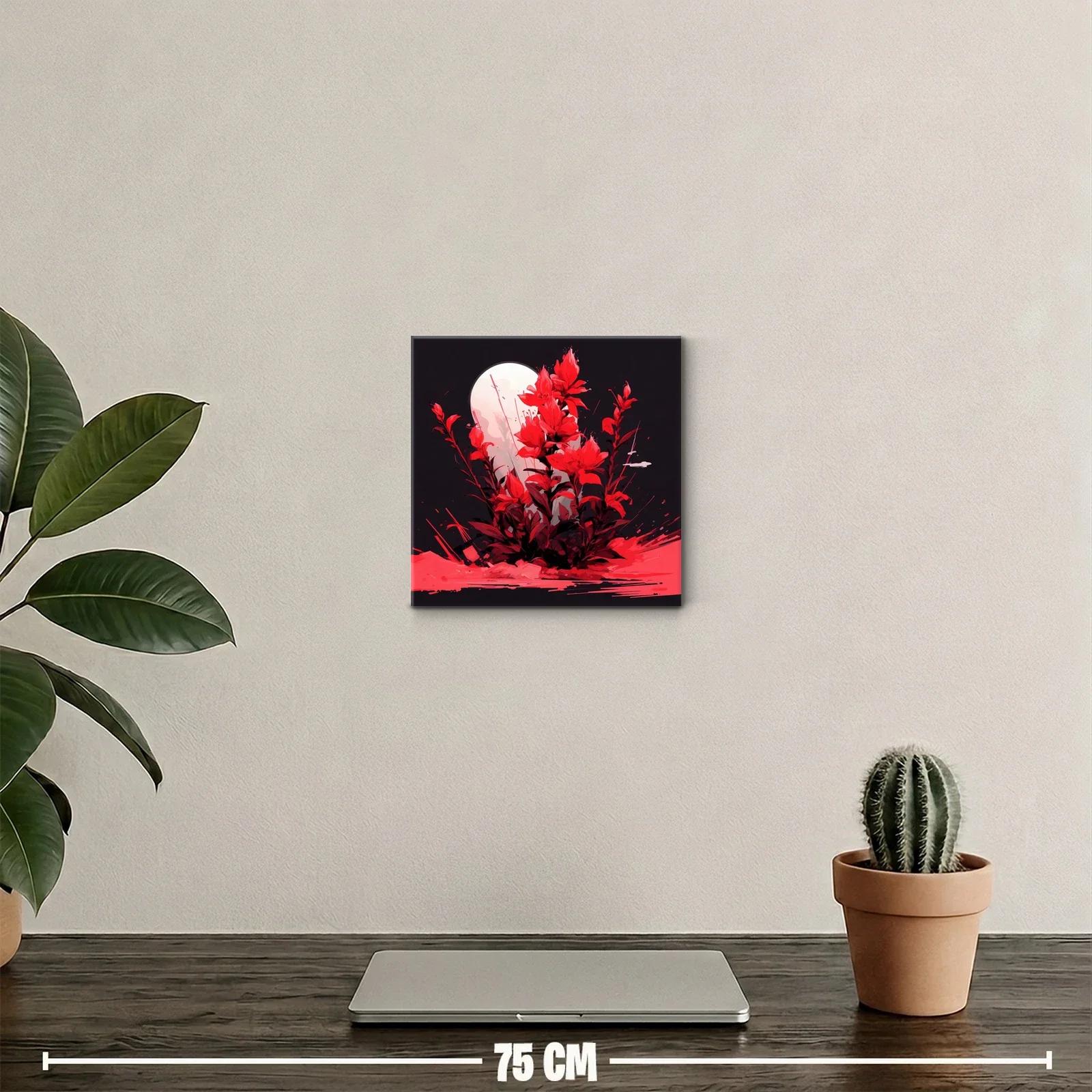 Ramo rojo vibrante bajo una luna llena brillante — miniatura 2