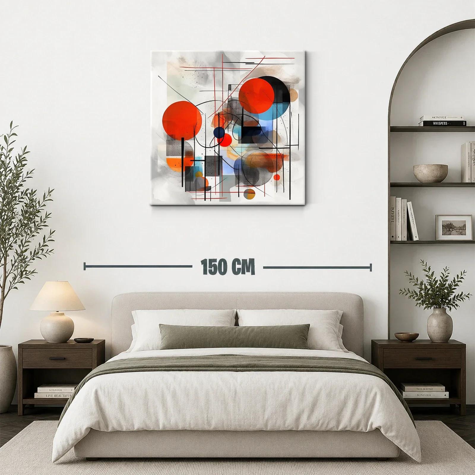 Composición abstracta con círculos en tonos vibrantes y líneas — miniatura 3