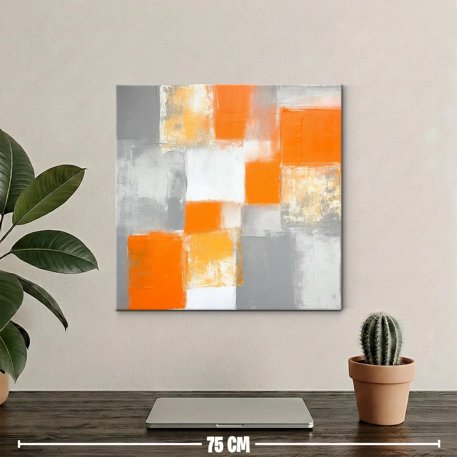 Cuadro abstracto en tonos naranjas y grises modernos — miniatura 2