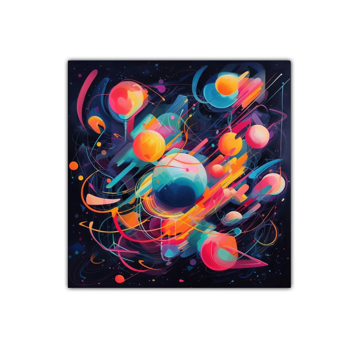 Composición dinámica con esferas y trazos de colores vibrantes — miniatura 1